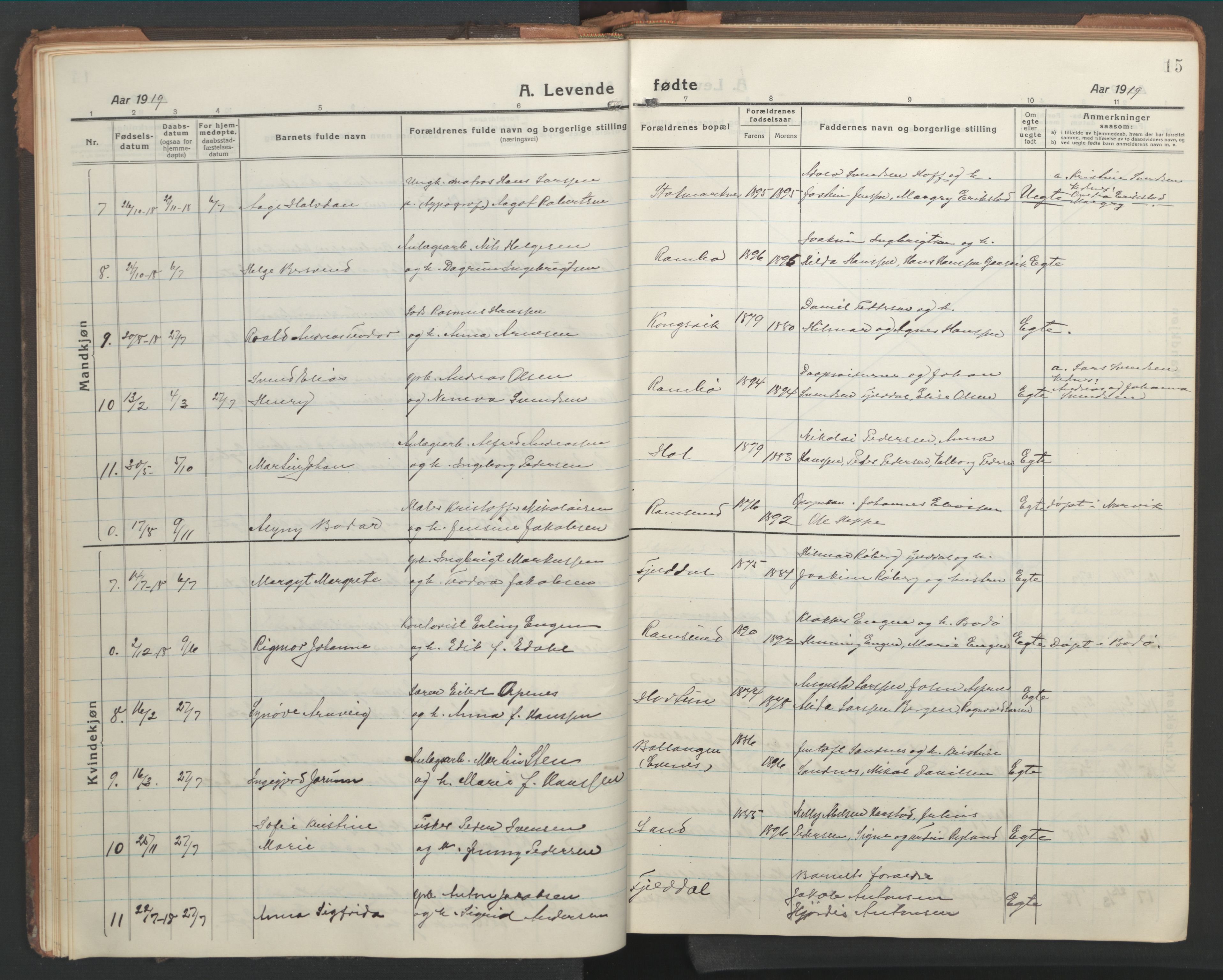 Ministerialprotokoller, klokkerbøker og fødselsregistre - Nordland, AV/SAT-A-1459/865/L0933: Parish register (copy) no. 865C05, 1917-1947, p. 15