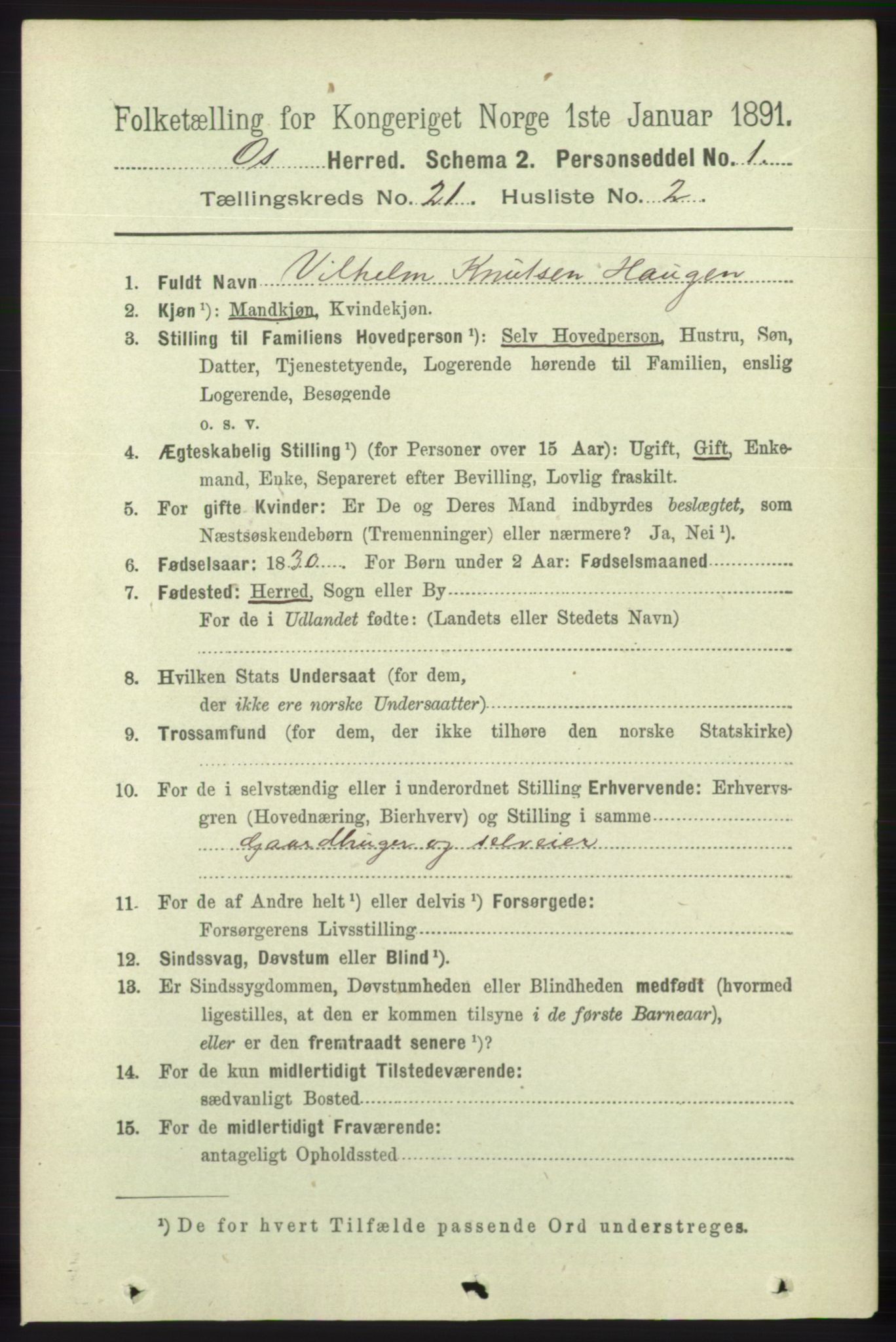 RA, 1891 census for 1243 Os, 1891, p. 4845