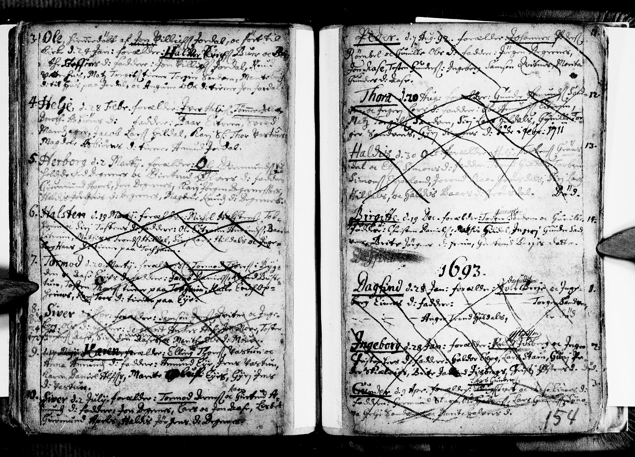 Ullensvang sokneprestembete, SAB/A-78701/H/Haa: Parish register (official) no. A 1 /3, 1676-1719, p. 154