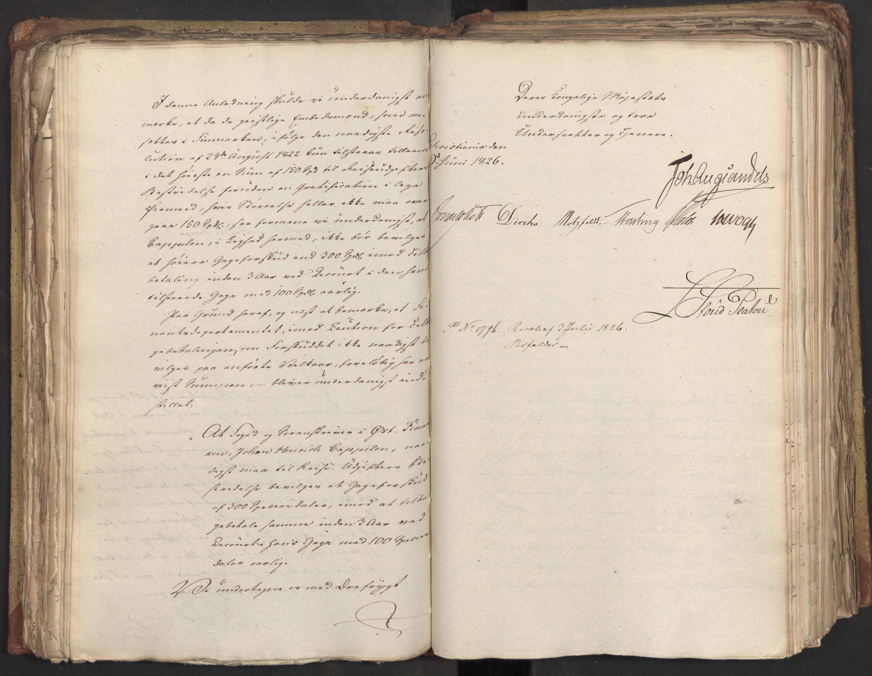 Statsrådsavdelingen i Stockholm, AV/RA-S-1003/D/Da/L0047: Regjeringsinnstillinger nr. 3501-3659, 1826, p. 158