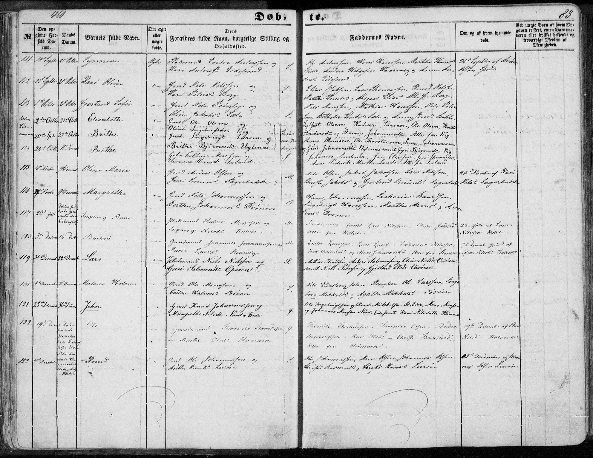 Sund sokneprestembete, AV/SAB-A-99930: Parish register (official) no. A 14, 1850-1866, p. 83