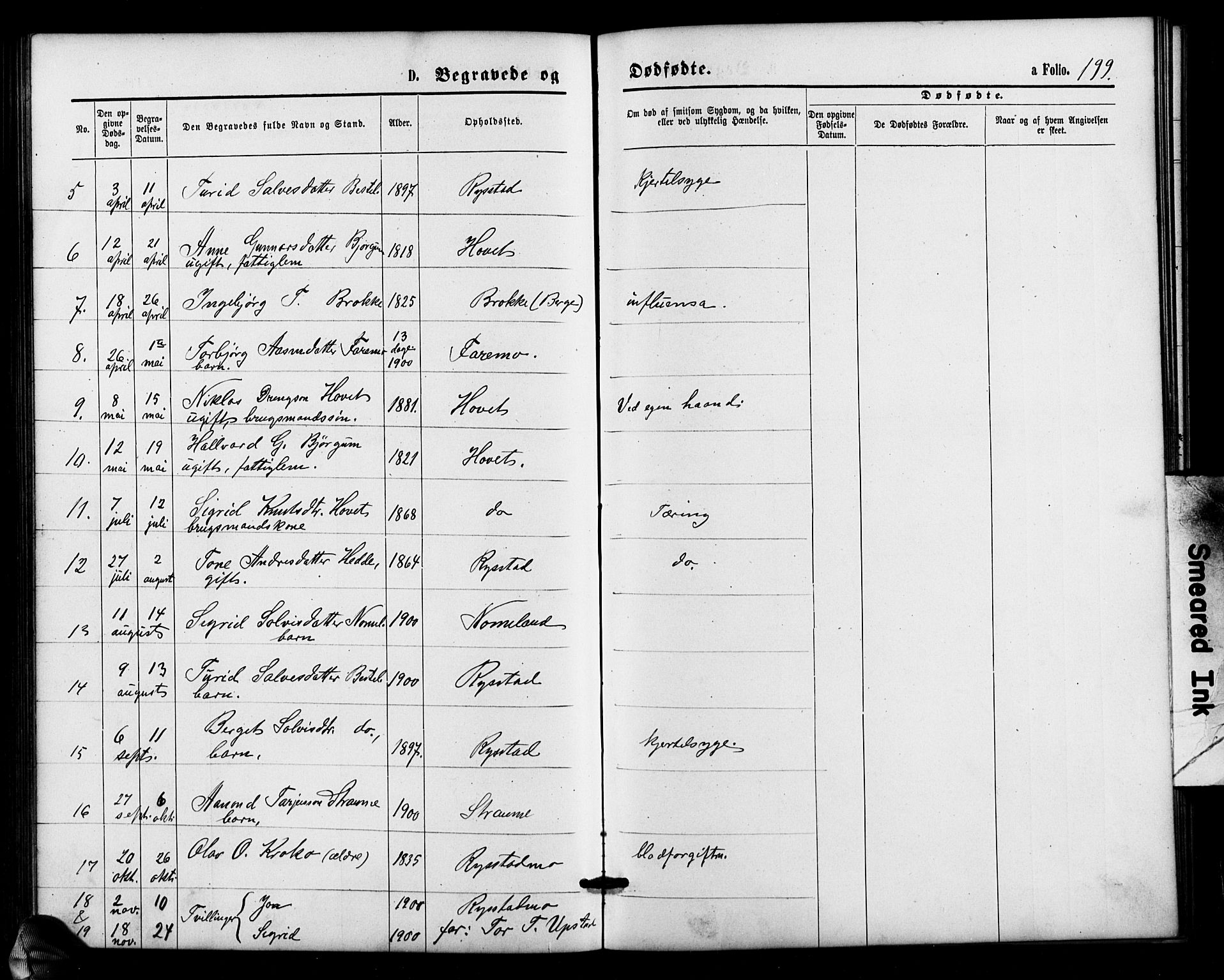 Valle sokneprestkontor, SAK/1111-0044/F/Fb/Fbb/L0002: Parish register (copy) no. B 2, 1875-1921, p. 199
