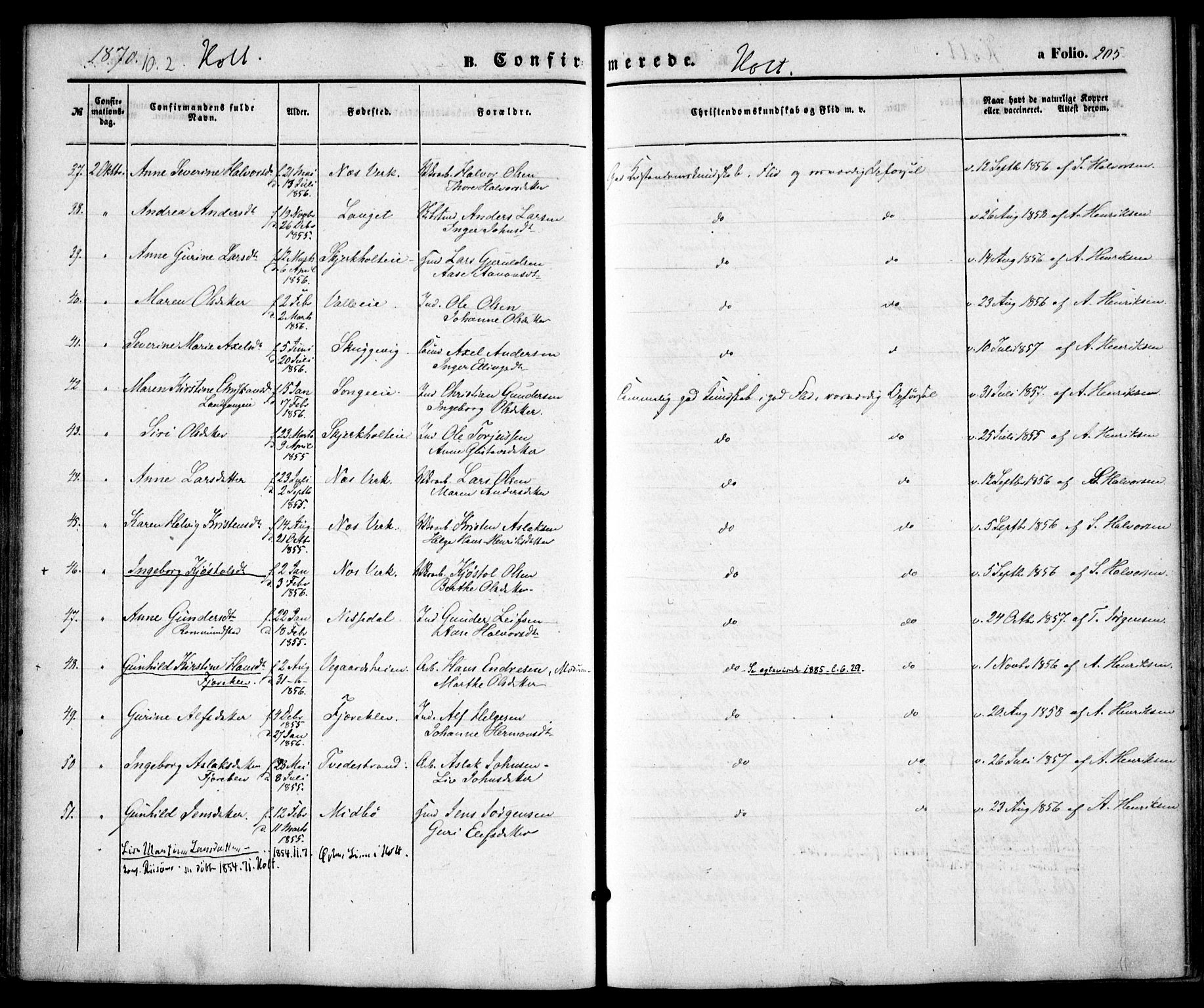 Holt sokneprestkontor, AV/SAK-1111-0021/F/Fa/L0009: Parish register (official) no. A 9, 1861-1871, p. 205