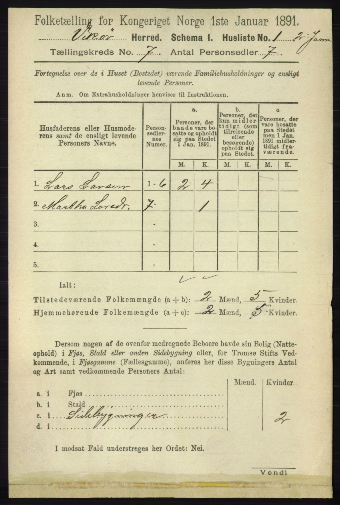 RA, 1891 census for 1238 Vikør, 1891, p. 2200
