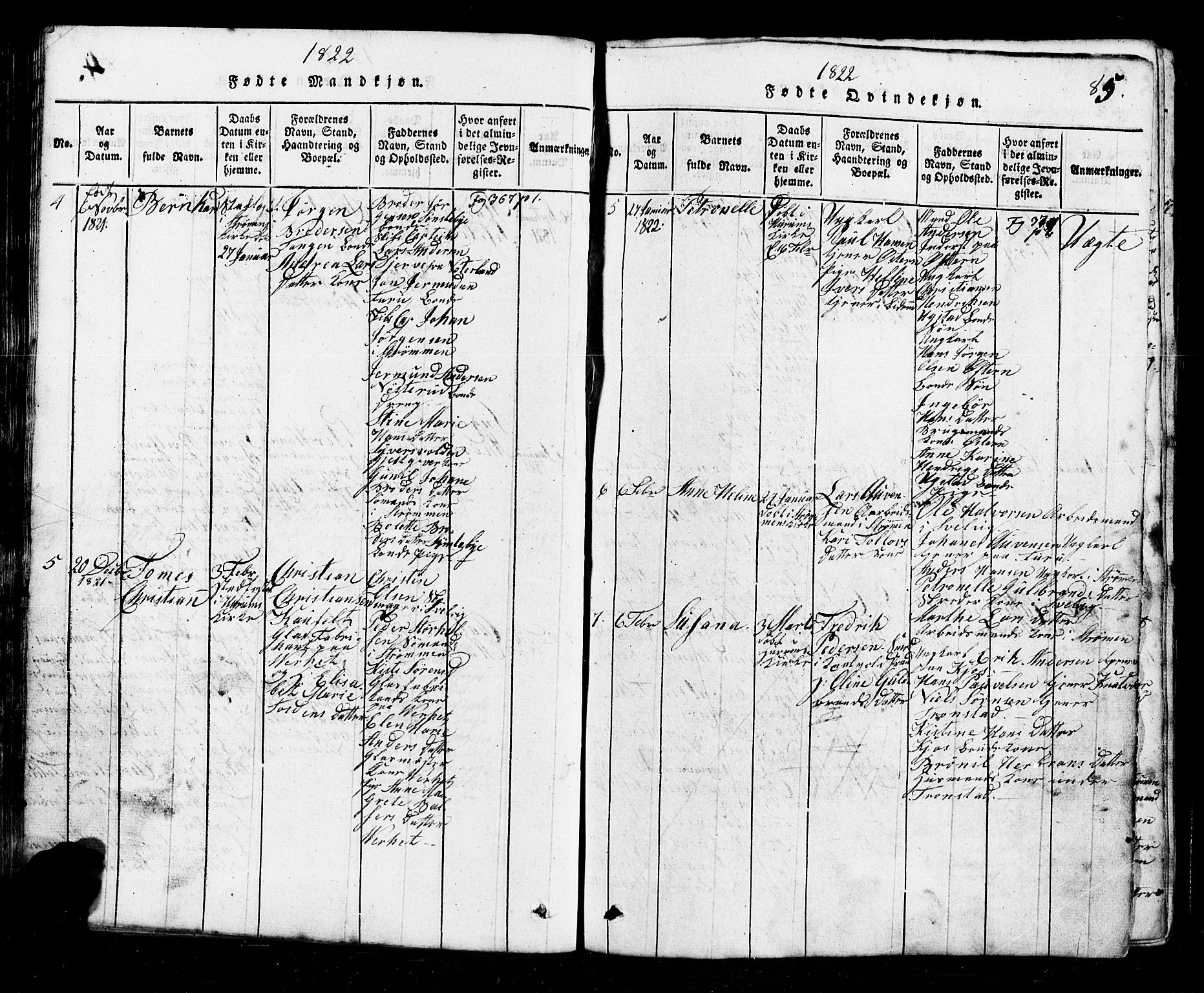 Hurum kirkebøker, AV/SAKO-A-229/G/Ga/L0001: Parish register (copy) no. I 1, 1816-1826, p. 85