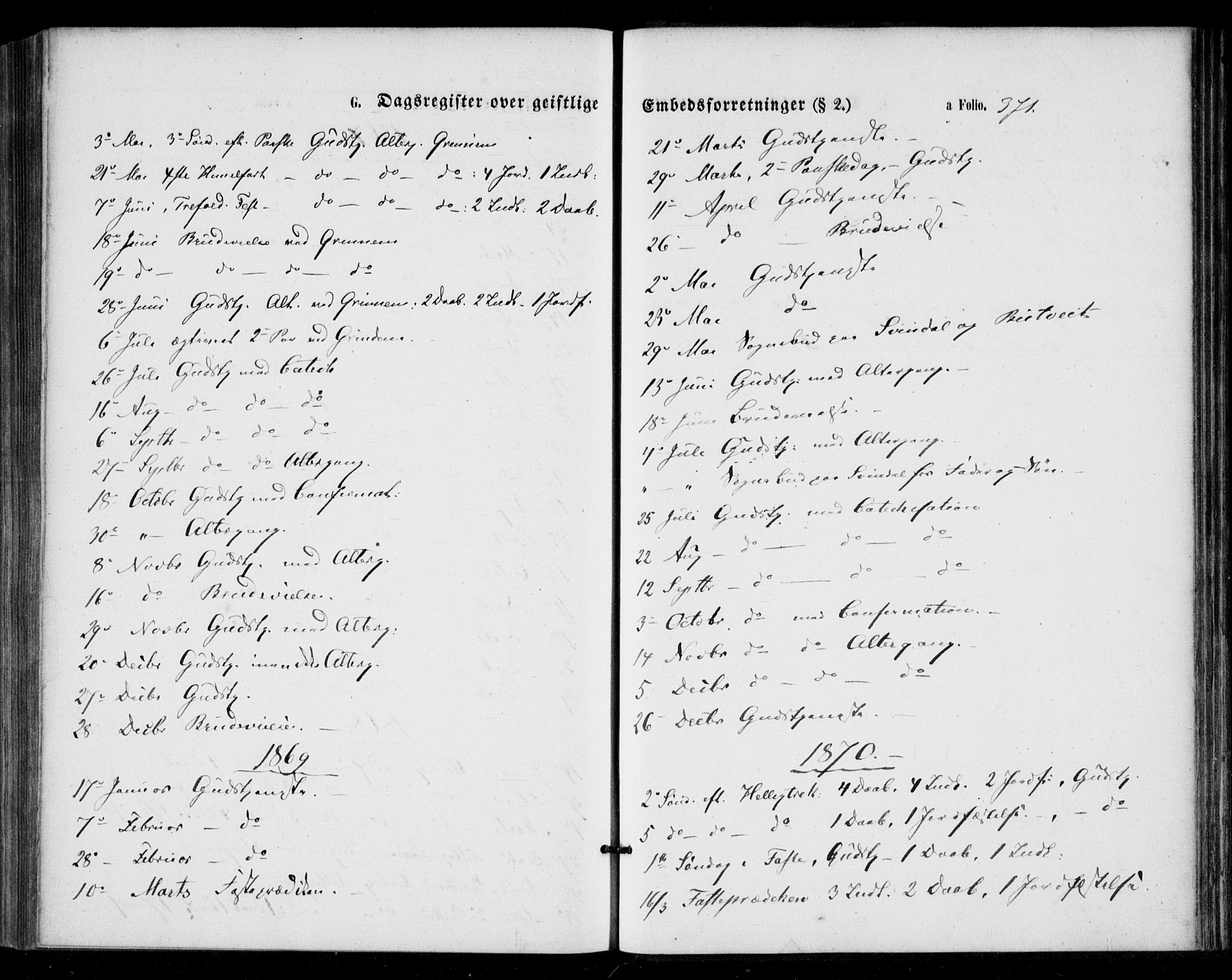 Bjelland sokneprestkontor, SAK/1111-0005/F/Fa/Fac/L0002: Parish register (official) no. A 2, 1866-1887, p. 371