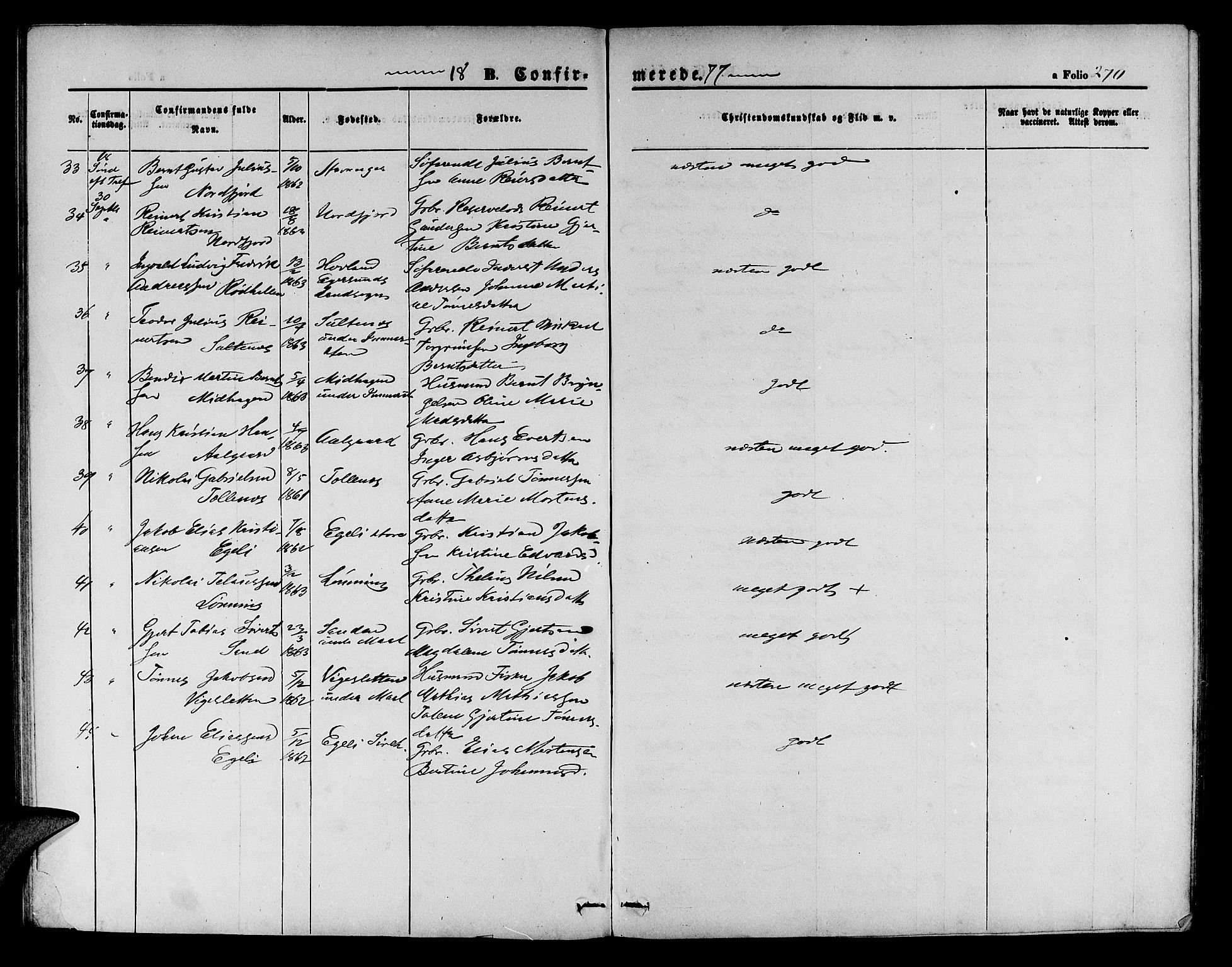 Sokndal sokneprestkontor, SAST/A-101808: Parish register (copy) no. B 3, 1865-1879, p. 270