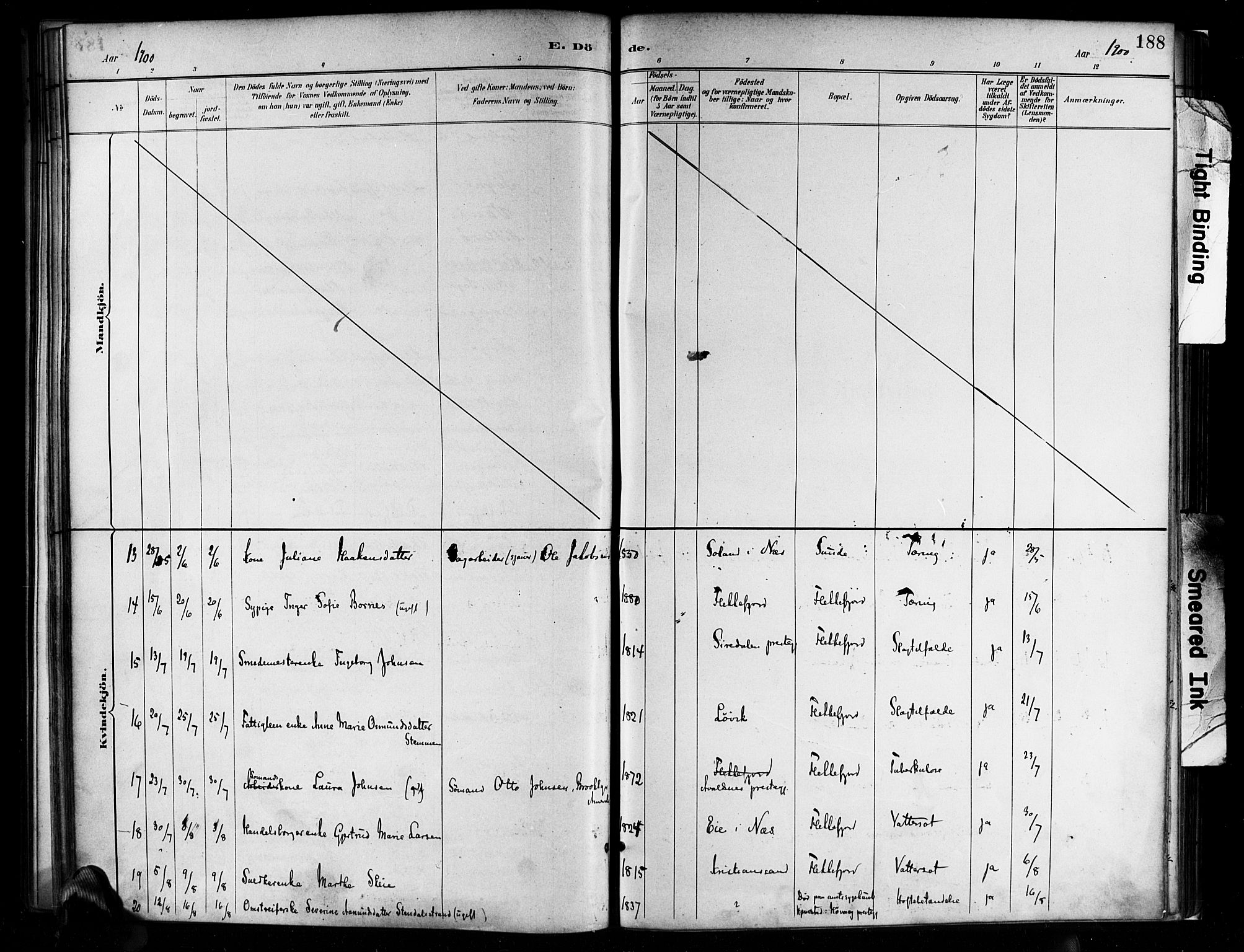 Flekkefjord sokneprestkontor, AV/SAK-1111-0012/F/Fa/Faa/L0001: Parish register (official) no. A 1, 1885-1900, p. 188