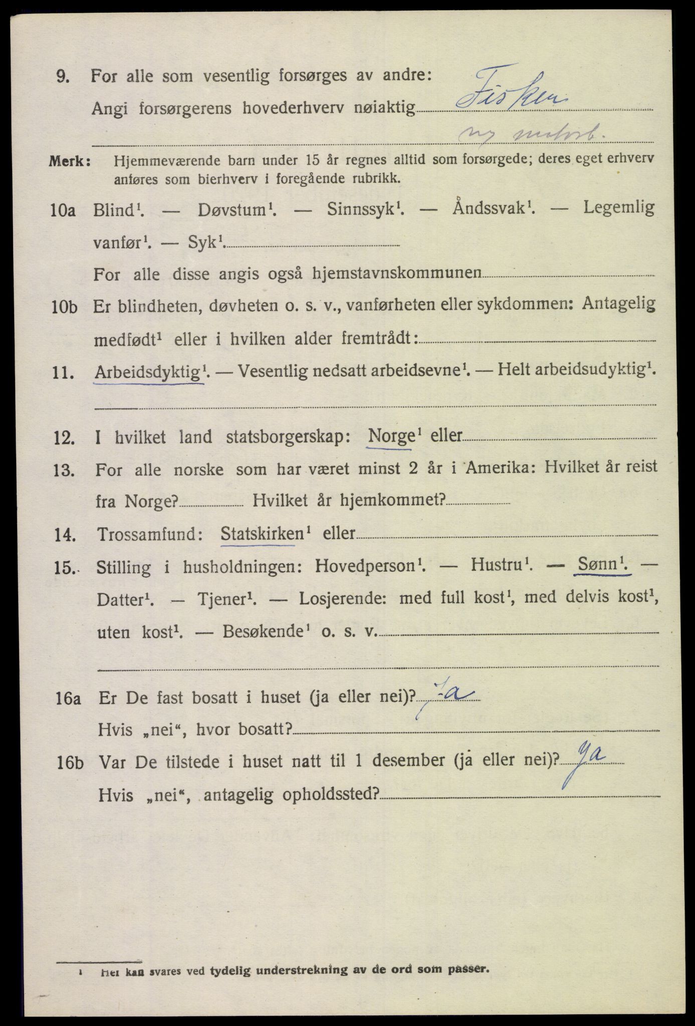 SAK, 1920 census for Søgne, 1920, p. 1500