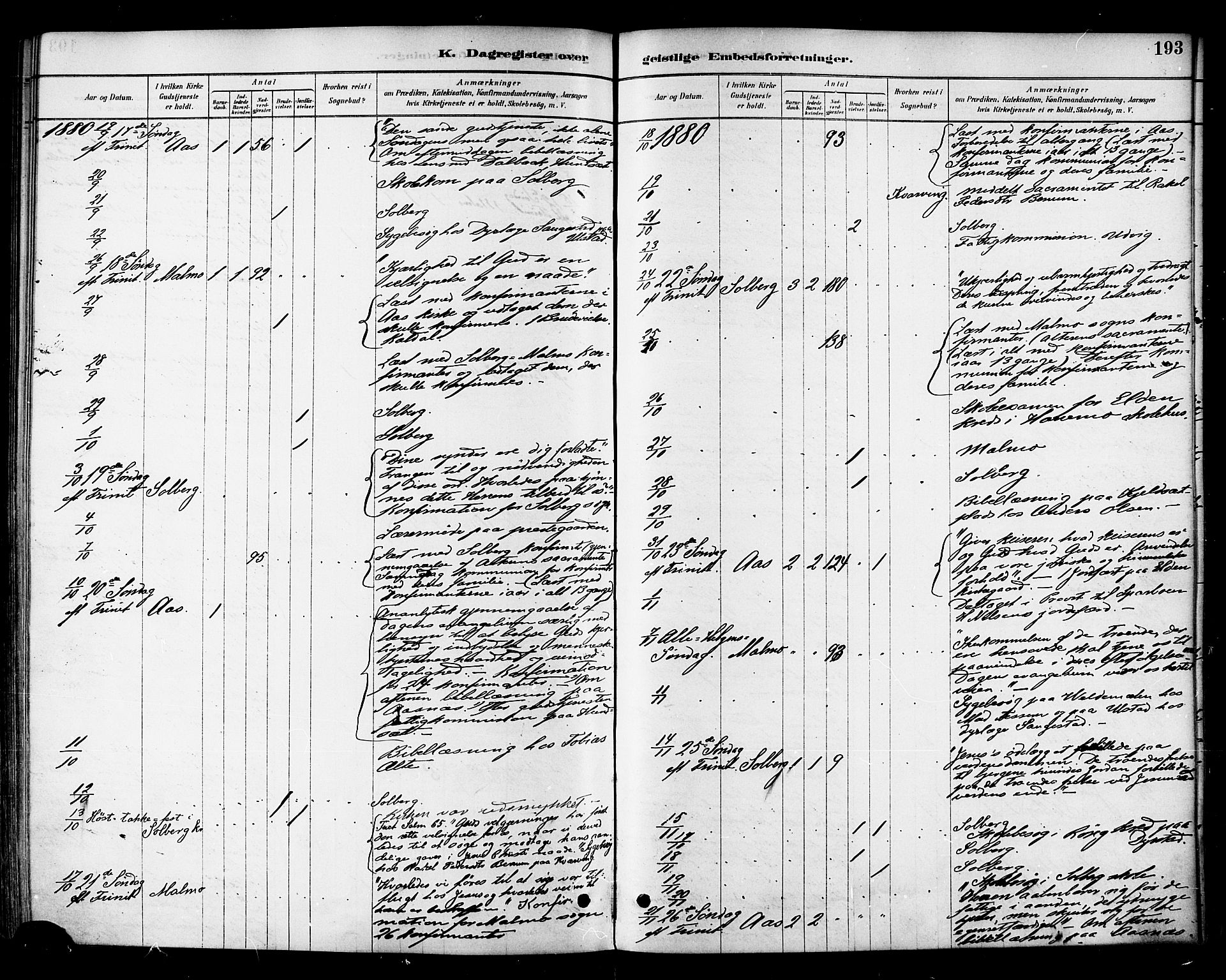 Ministerialprotokoller, klokkerbøker og fødselsregistre - Nord-Trøndelag, SAT/A-1458/741/L0395: Parish register (official) no. 741A09, 1878-1888, p. 193