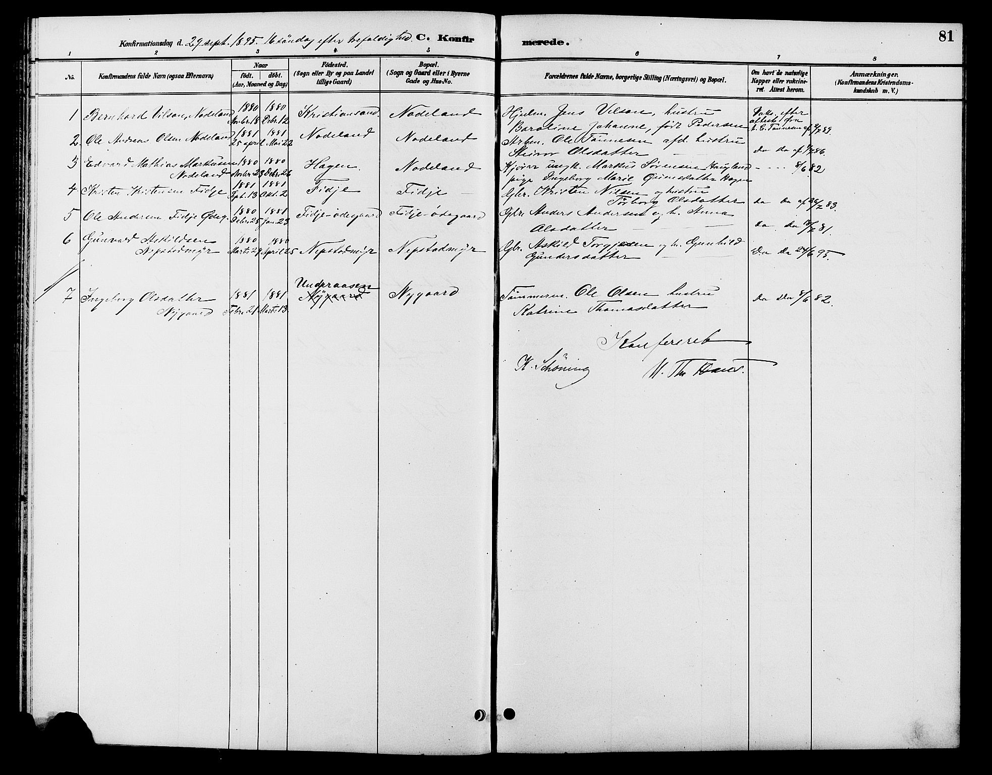 Søgne sokneprestkontor, SAK/1111-0037/F/Fb/Fba/L0004: Parish register (copy) no. B 4, 1888-1903, p. 81