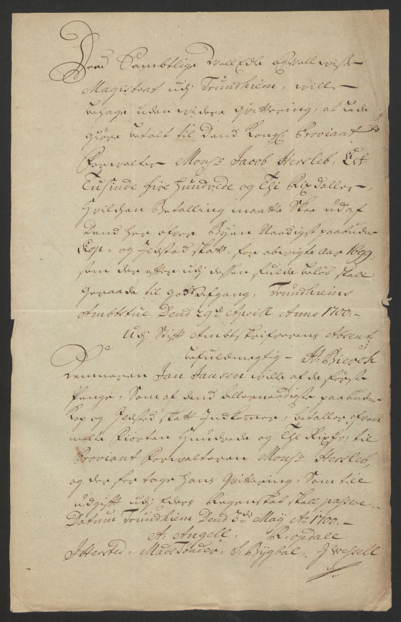 Rentekammeret inntil 1814, Reviderte regnskaper, Byregnskaper, AV/RA-EA-4066/R/Rs/L0507: [S3] Kontribusjonsregnskap, 1699-1711, p. 6