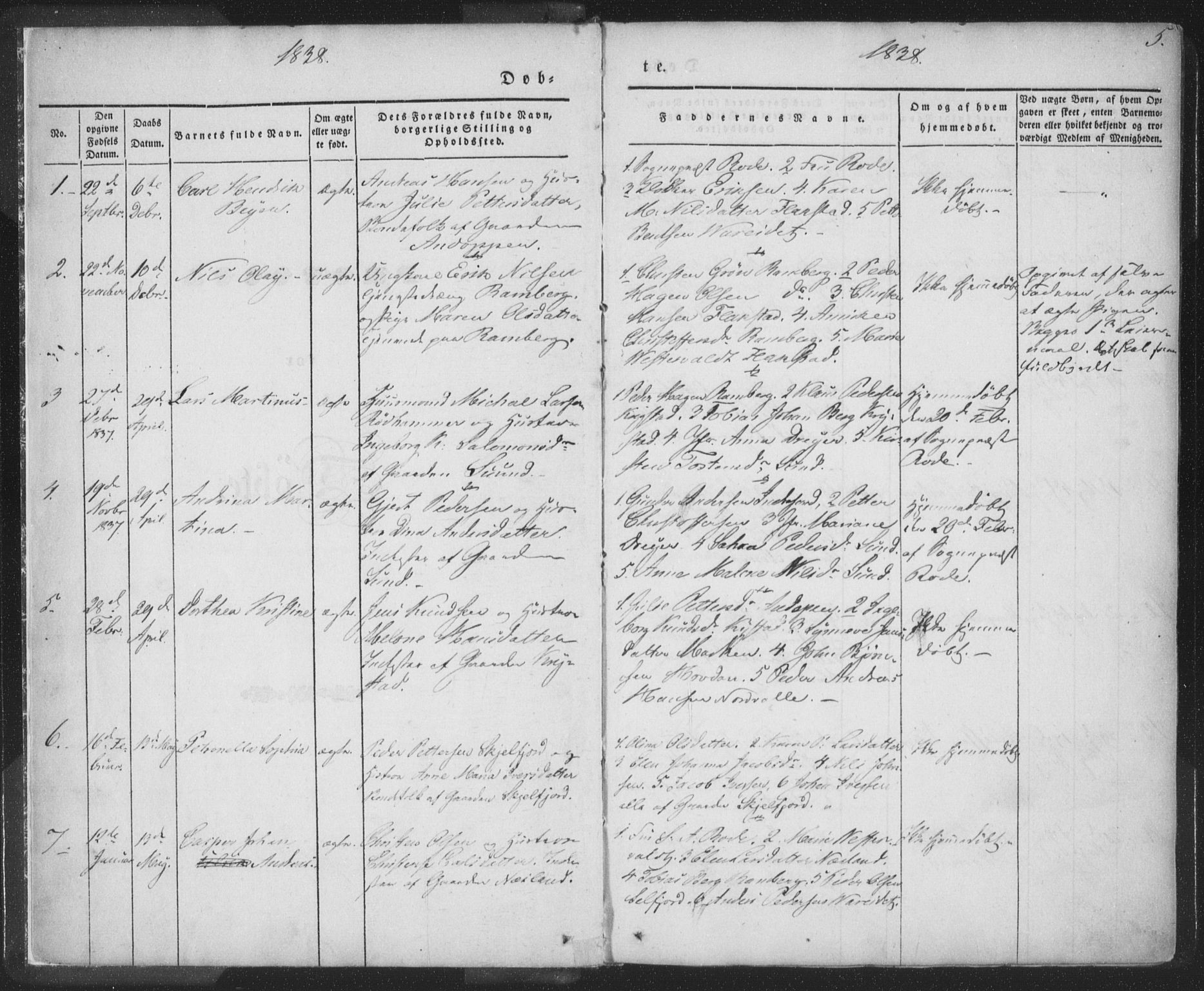 Ministerialprotokoller, klokkerbøker og fødselsregistre - Nordland, SAT/A-1459/885/L1202: Parish register (official) no. 885A03, 1838-1859, p. 5