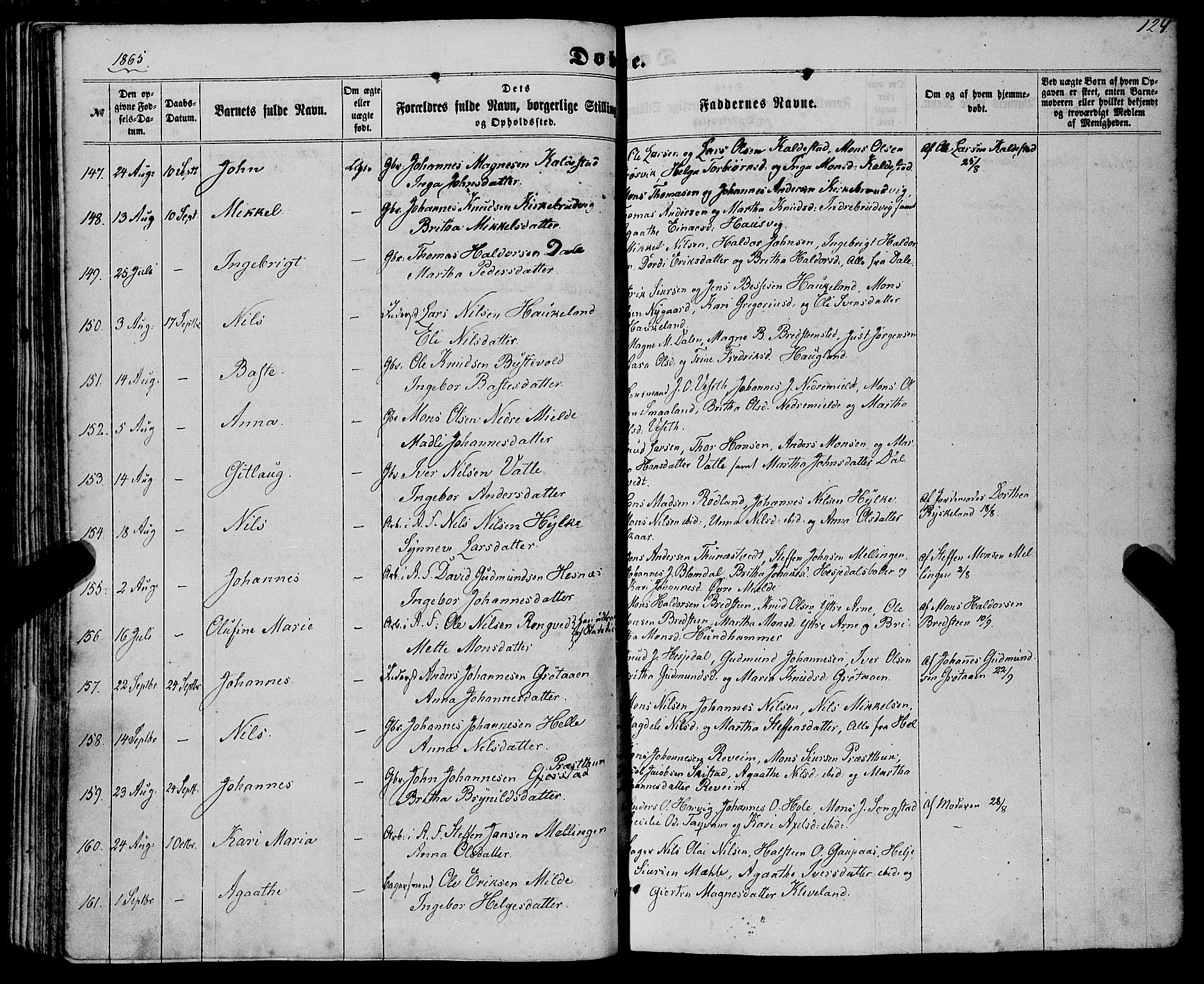 Haus sokneprestembete, SAB/A-75601/H/Haa: Parish register (official) no. A 17, 1858-1870, p. 124