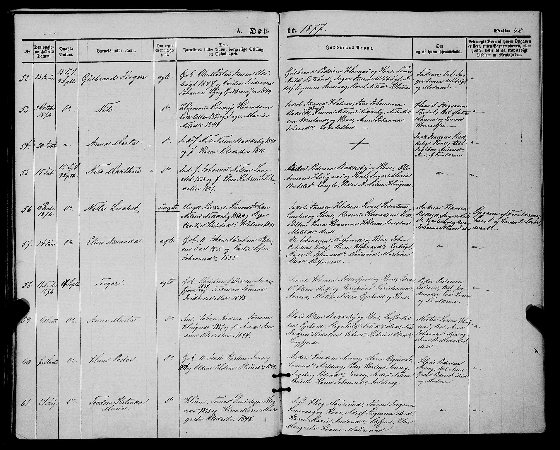 Skjervøy sokneprestkontor, SATØ/S-1300/H/Ha/Haa/L0008kirke: Parish register (official) no. 8, 1871-1877, p. 48