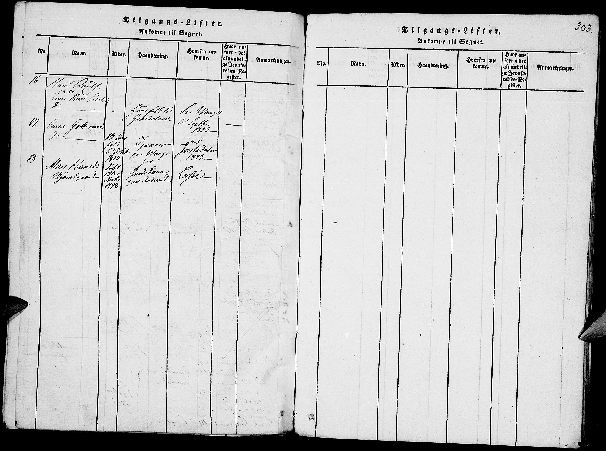 Lom prestekontor, SAH/PREST-070/K/L0004: Parish register (official) no. 4, 1815-1825, p. 303