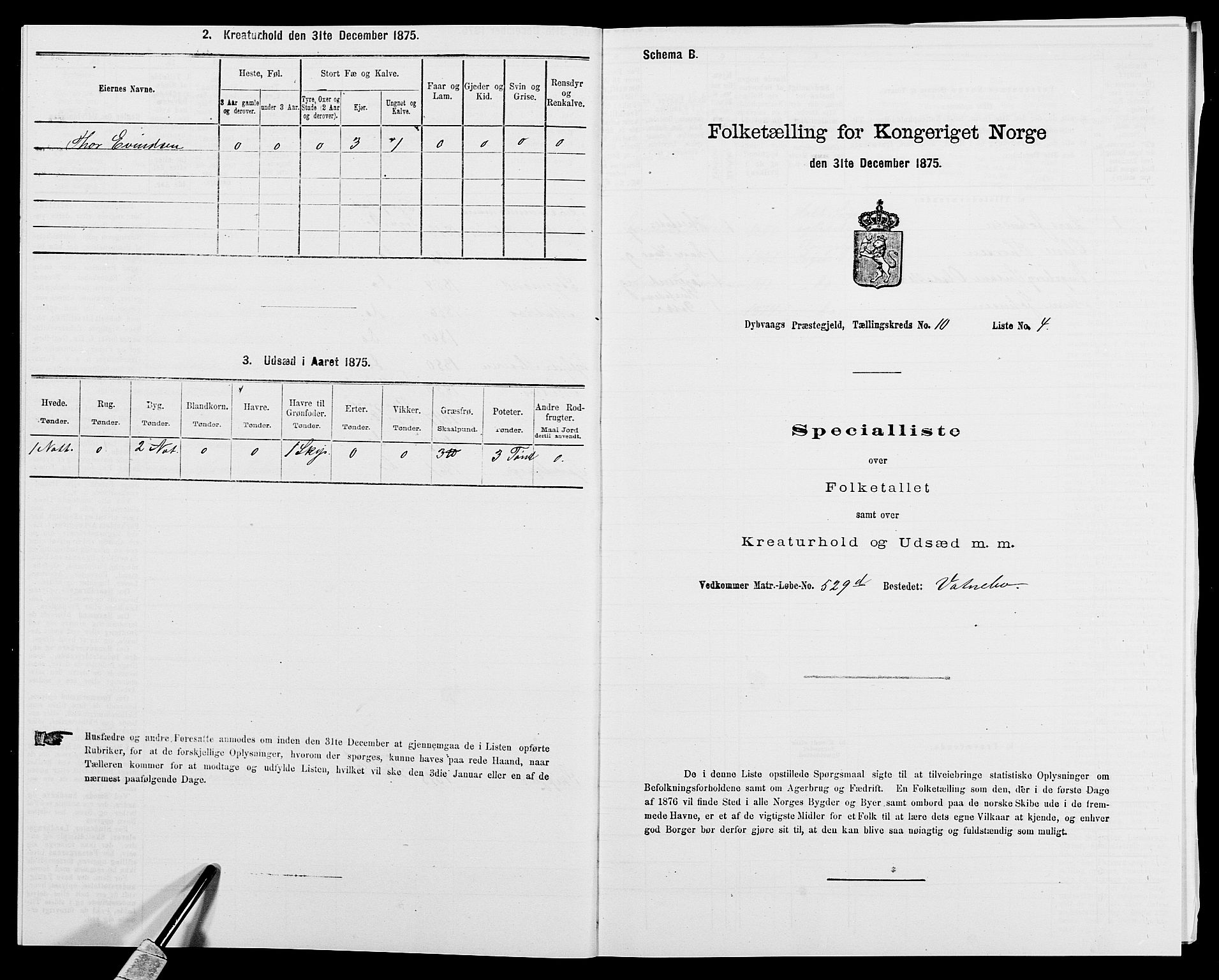 SAK, 1875 census for 0915P Dypvåg, 1875, p. 1416