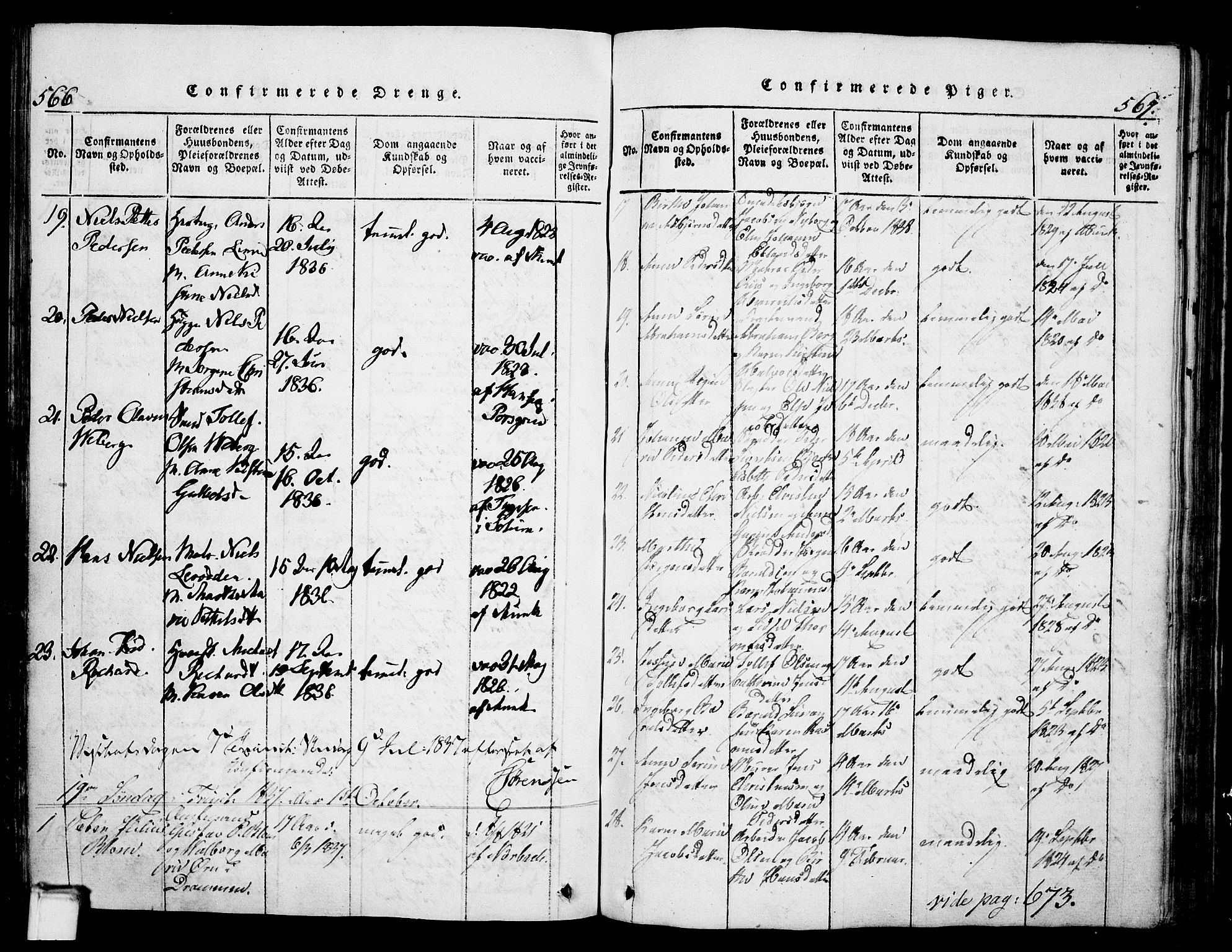 Skien kirkebøker, SAKO/A-302/G/Ga/L0002: Parish register (copy) no. 2, 1814-1842, p. 566-567