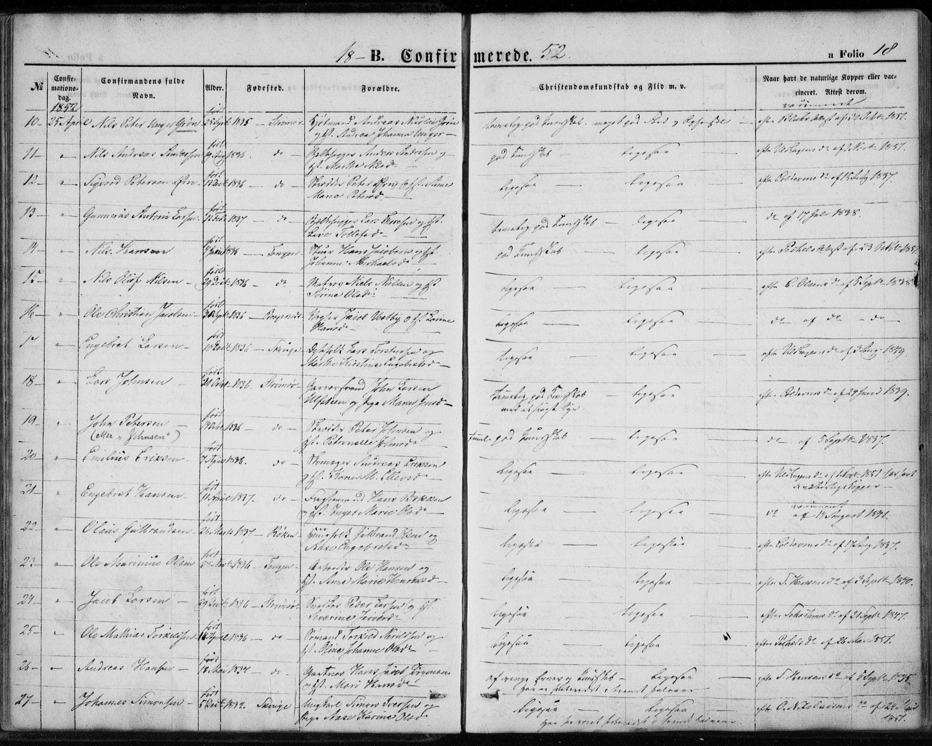 Strømsø kirkebøker, AV/SAKO-A-246/F/Fa/L0017: Parish register (official) no. I 17, 1848-1865, p. 18