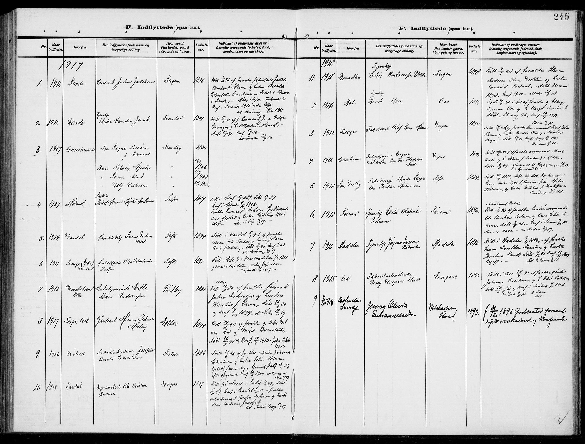 Hurum kirkebøker, AV/SAKO-A-229/F/Fa/L0016: Parish register (official) no. 16, 1899-1918, p. 245