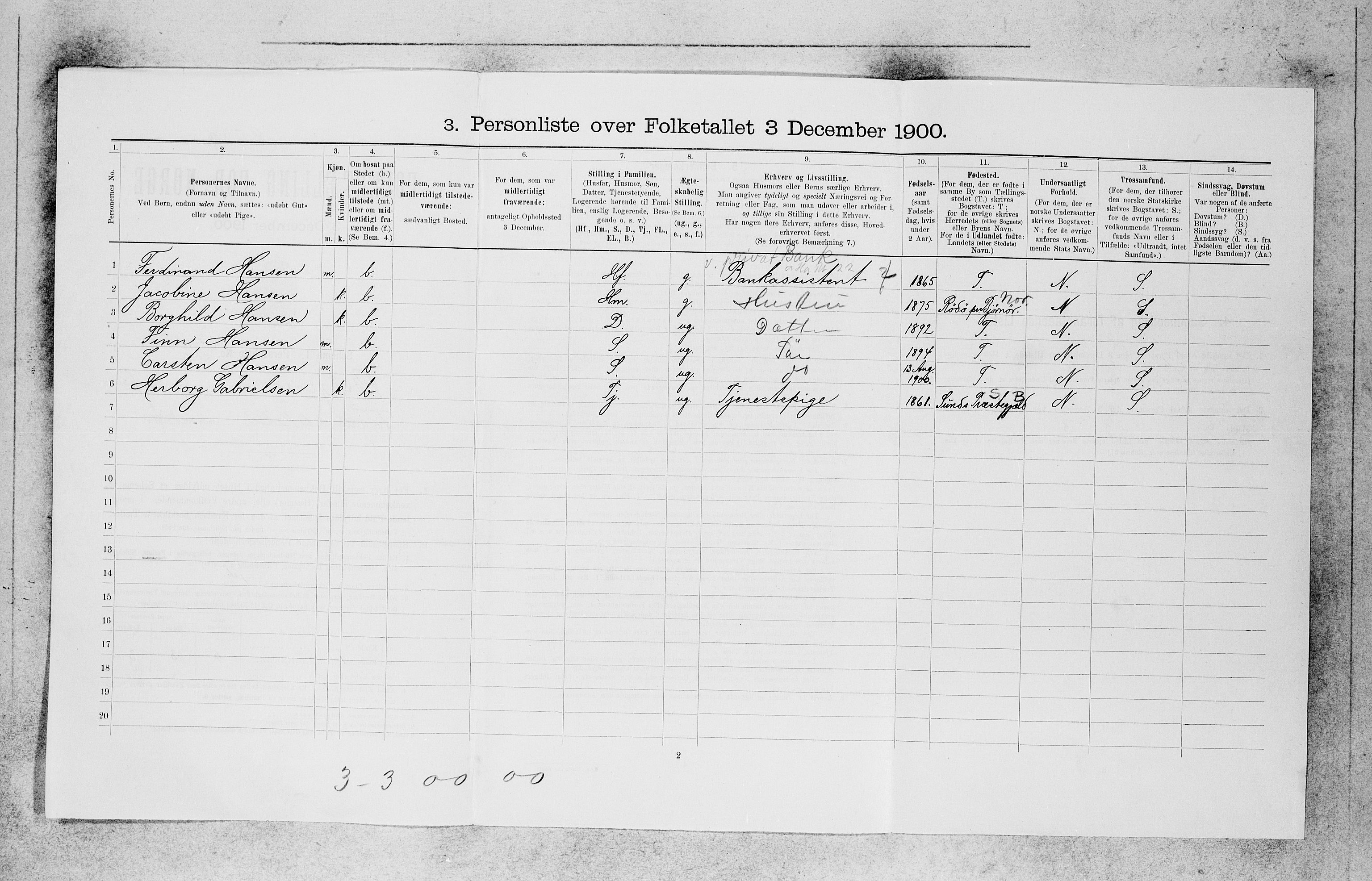 SAB, 1900 census for Bergen, 1900, p. 28174