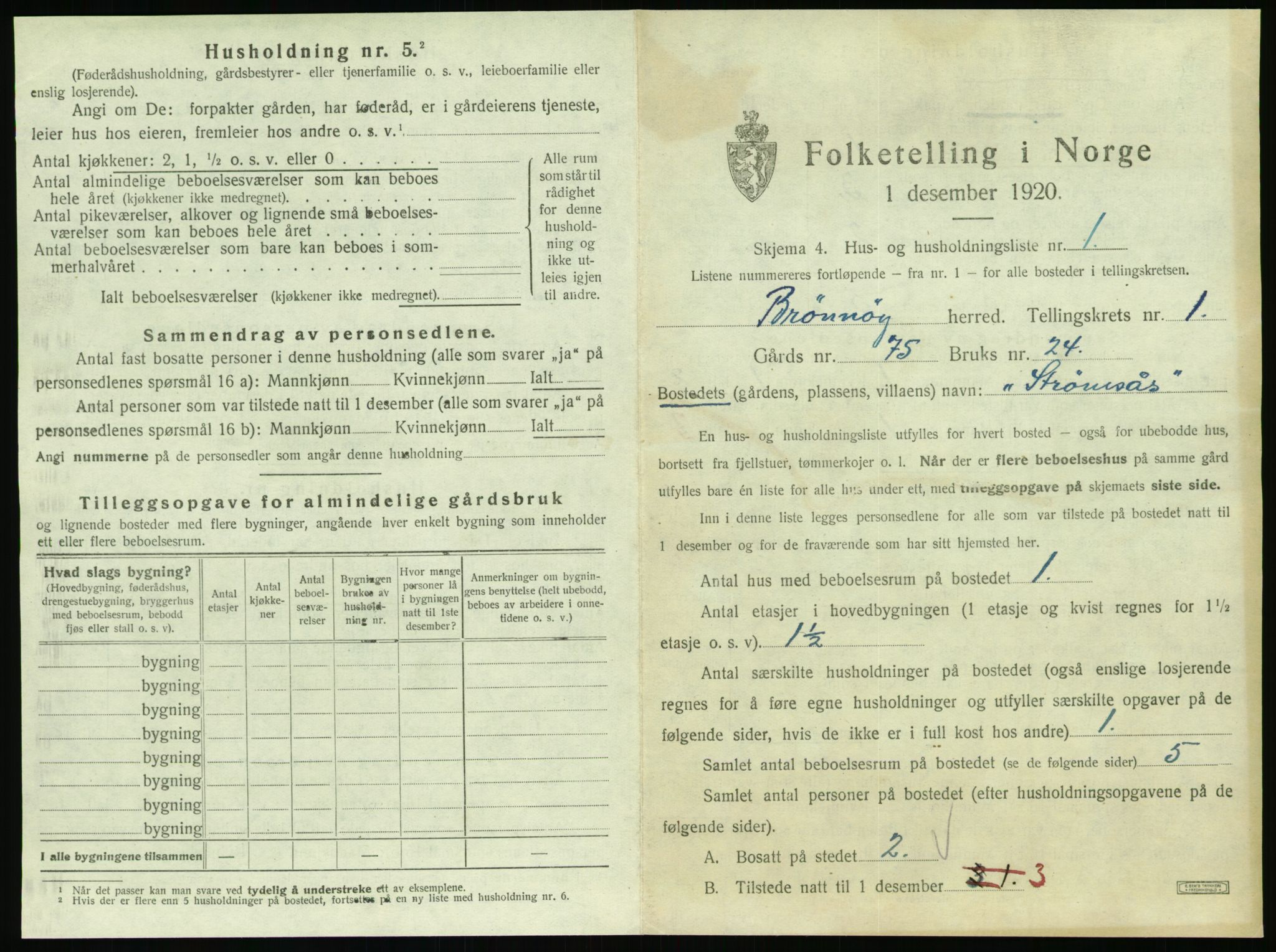 SAT, 1920 census for Brønnøy, 1920, p. 50