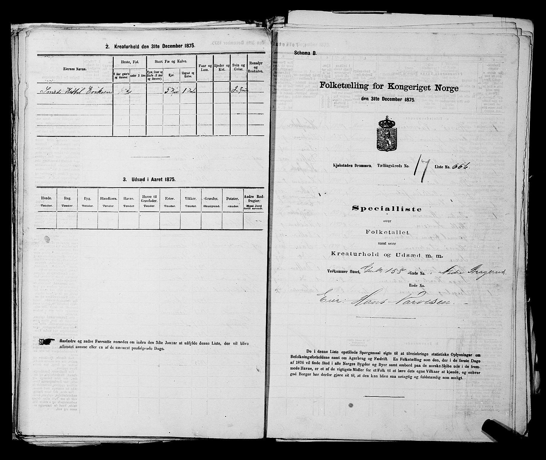 SAKO, 1875 census for 0602 Drammen, 1875, p. 1881