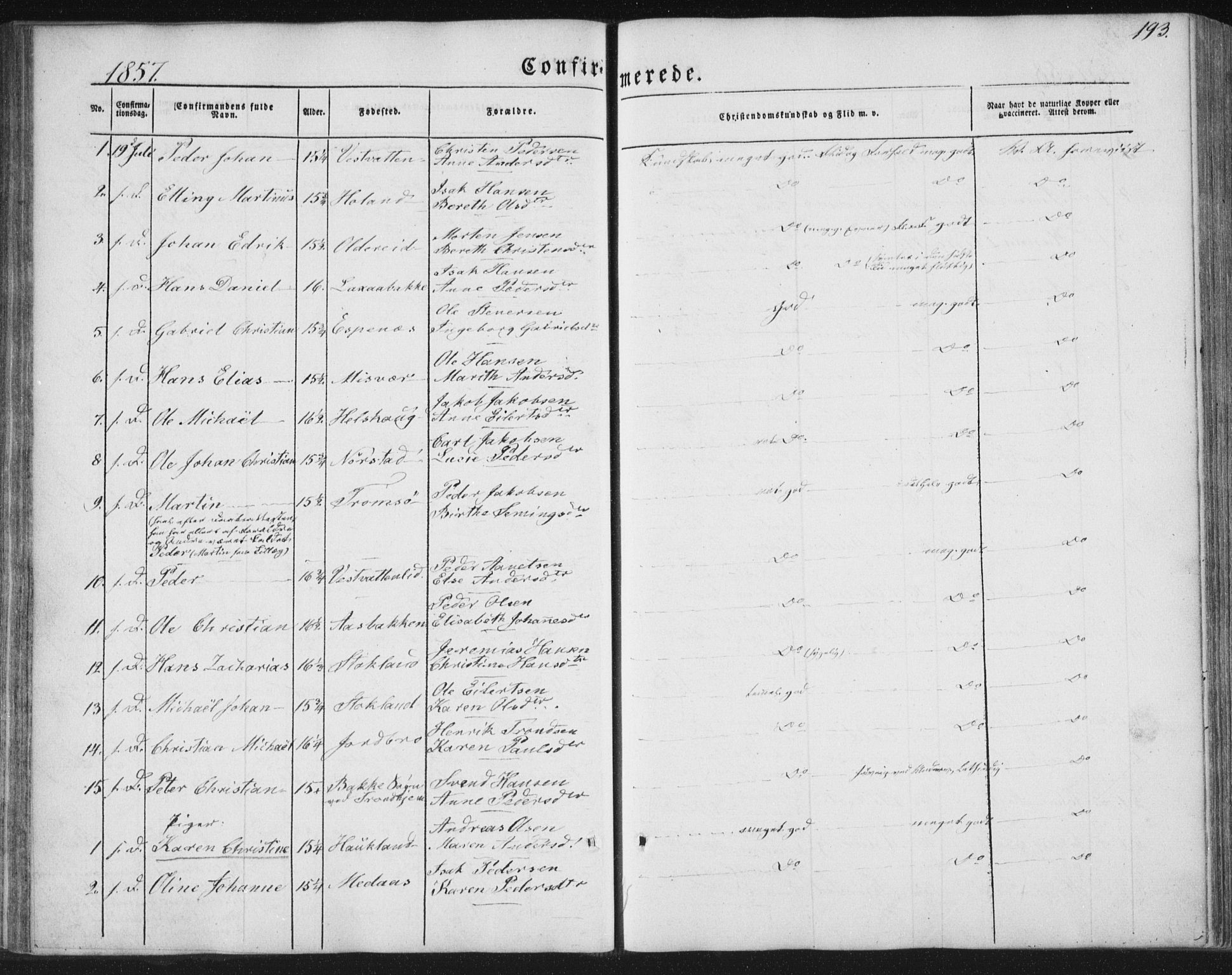 Ministerialprotokoller, klokkerbøker og fødselsregistre - Nordland, AV/SAT-A-1459/852/L0738: Parish register (official) no. 852A08, 1849-1865, p. 193