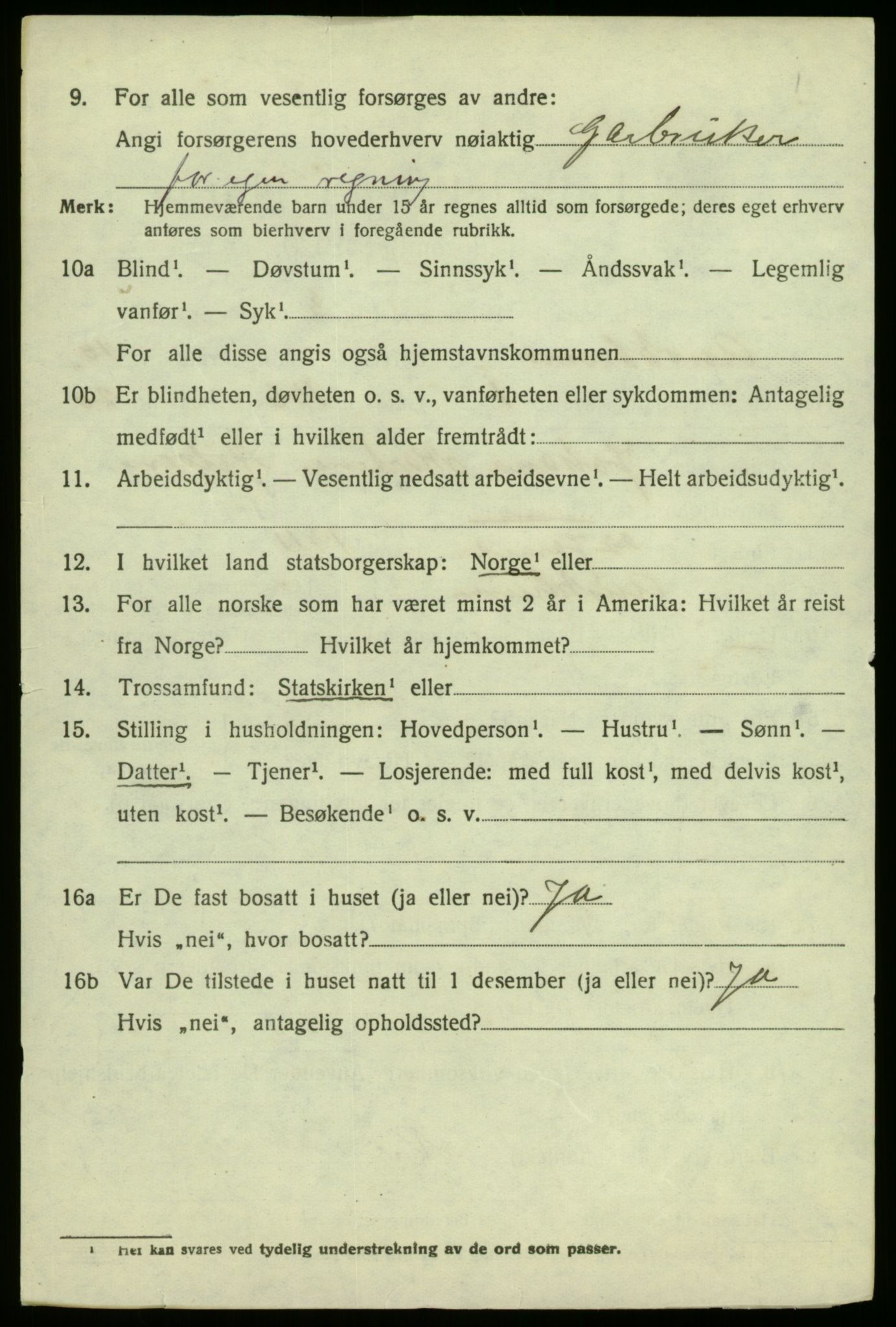 SAB, 1920 census for Austrheim, 1920, p. 3475