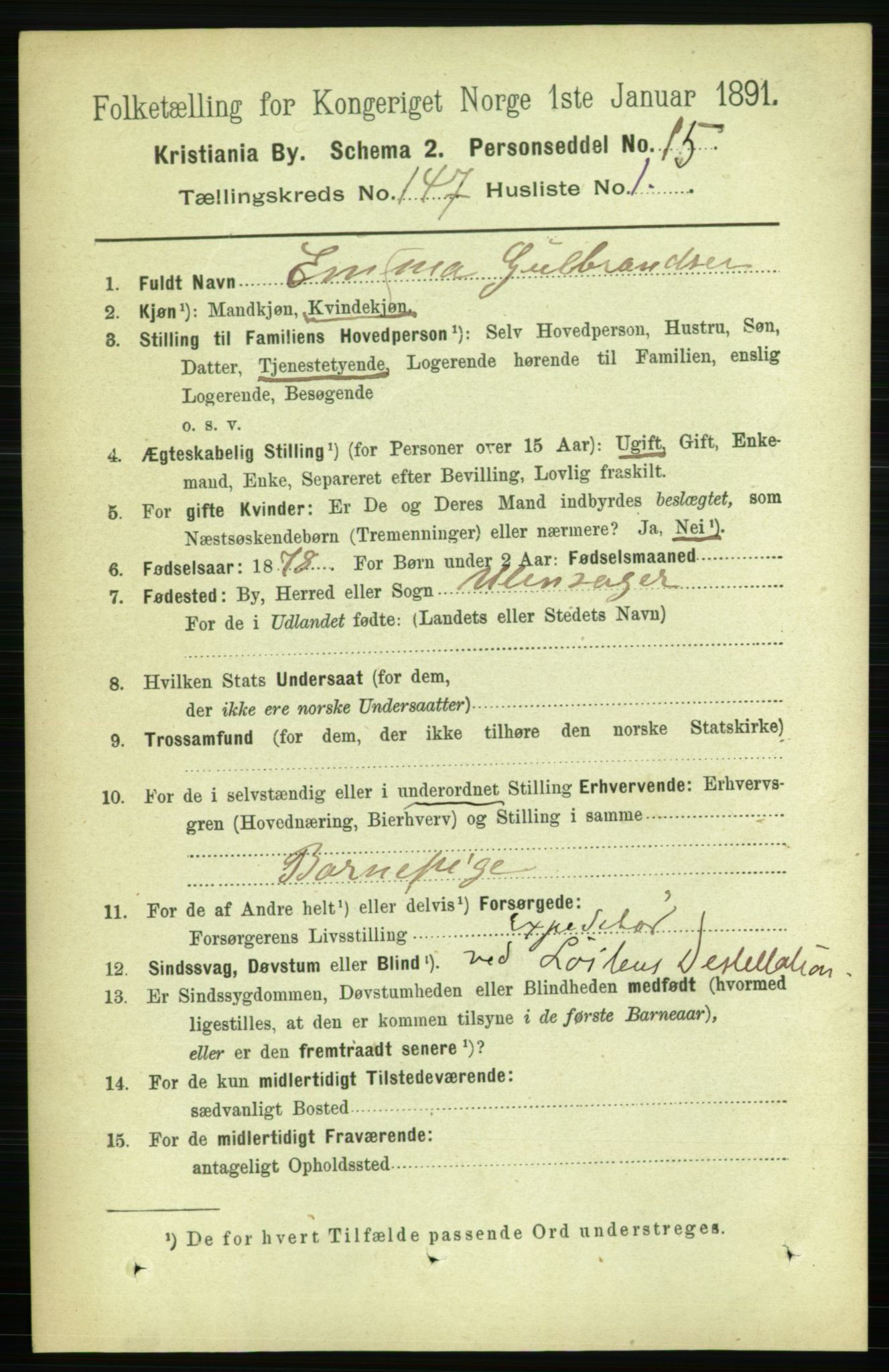 RA, 1891 census for 0301 Kristiania, 1891, p. 81608