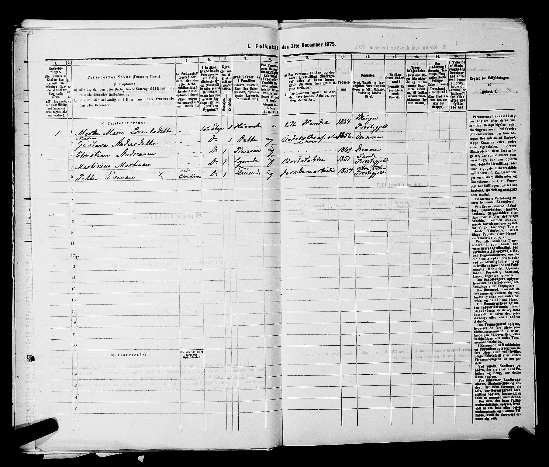 SAKO, 1875 census for 0602 Drammen, 1875, p. 2156