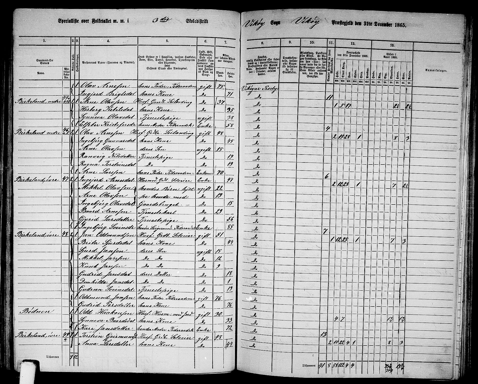 RA, 1865 census for Vikør, 1865, p. 40