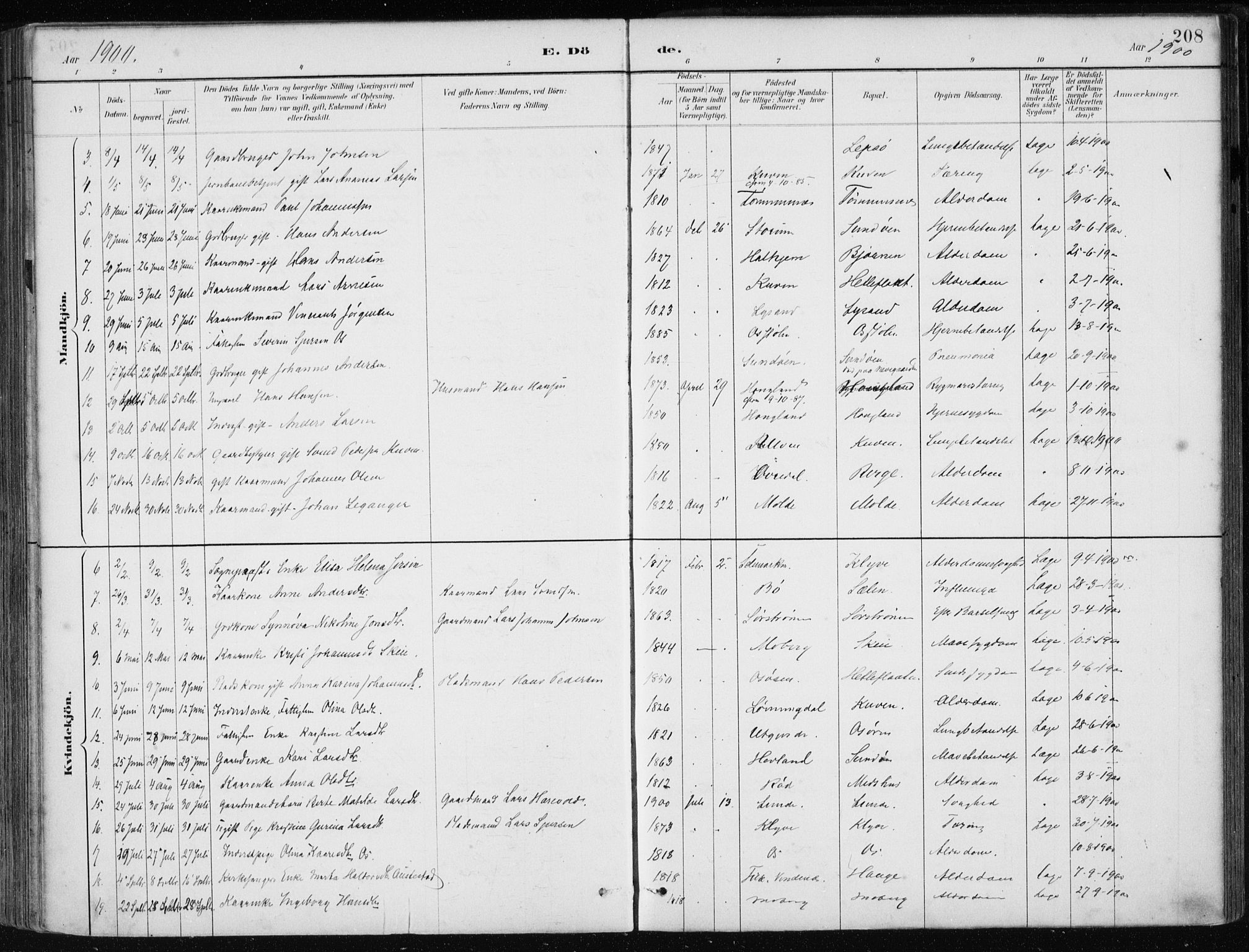 Os sokneprestembete, AV/SAB-A-99929: Parish register (official) no. B 1, 1885-1902, p. 208