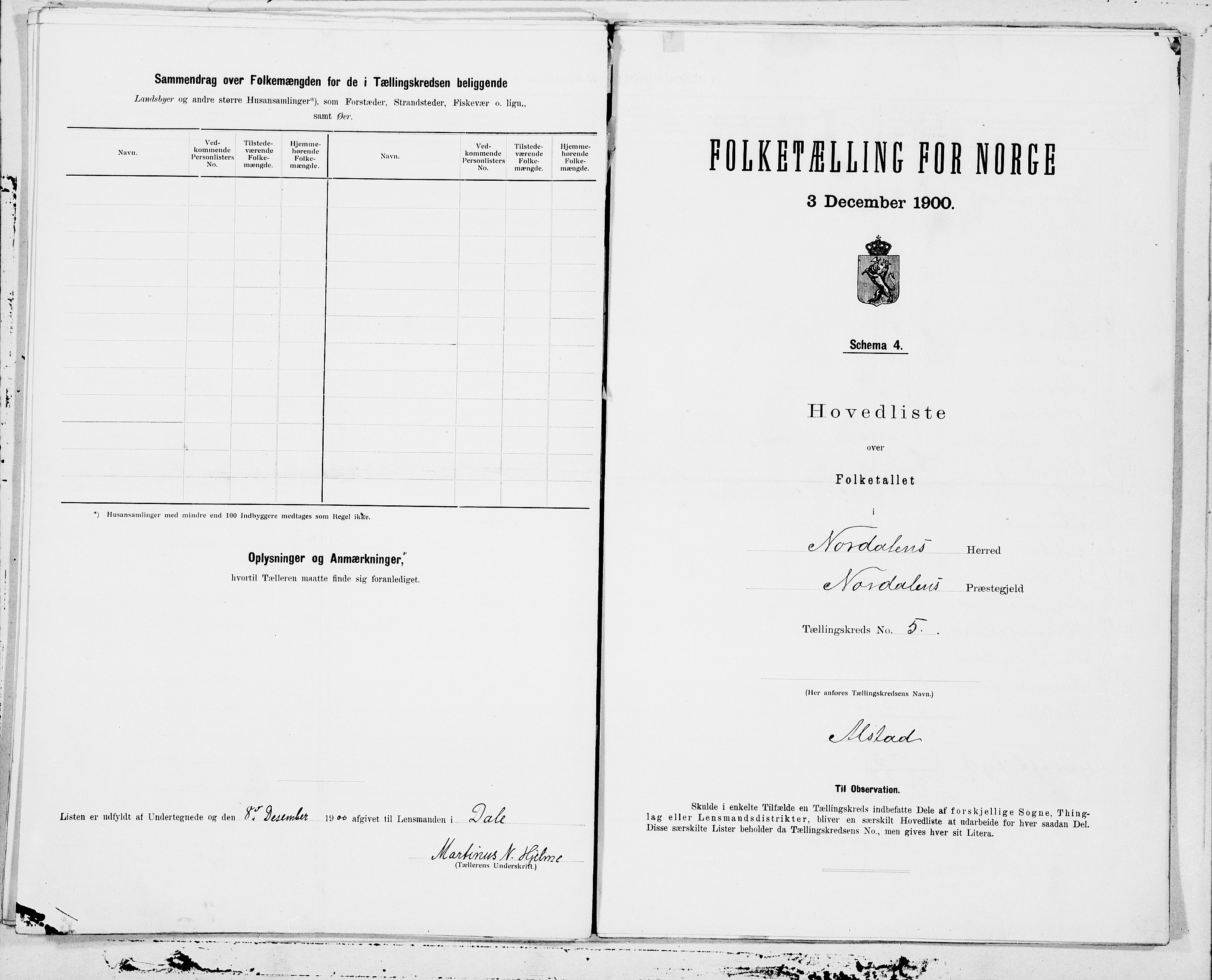 SAT, 1900 census for Norddal, 1900, p. 10