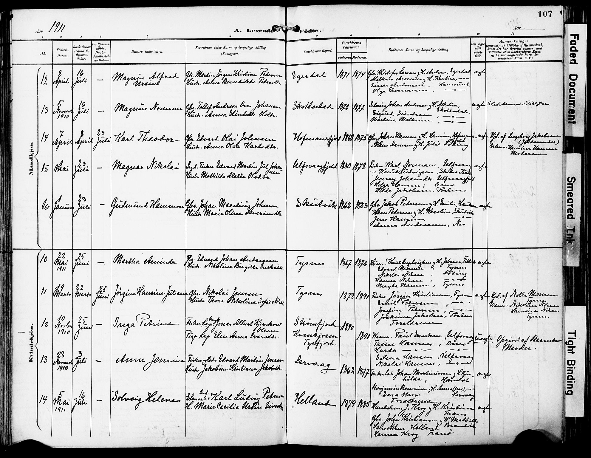 Ministerialprotokoller, klokkerbøker og fødselsregistre - Nordland, AV/SAT-A-1459/859/L0848: Parish register (official) no. 859A08, 1900-1912, p. 107