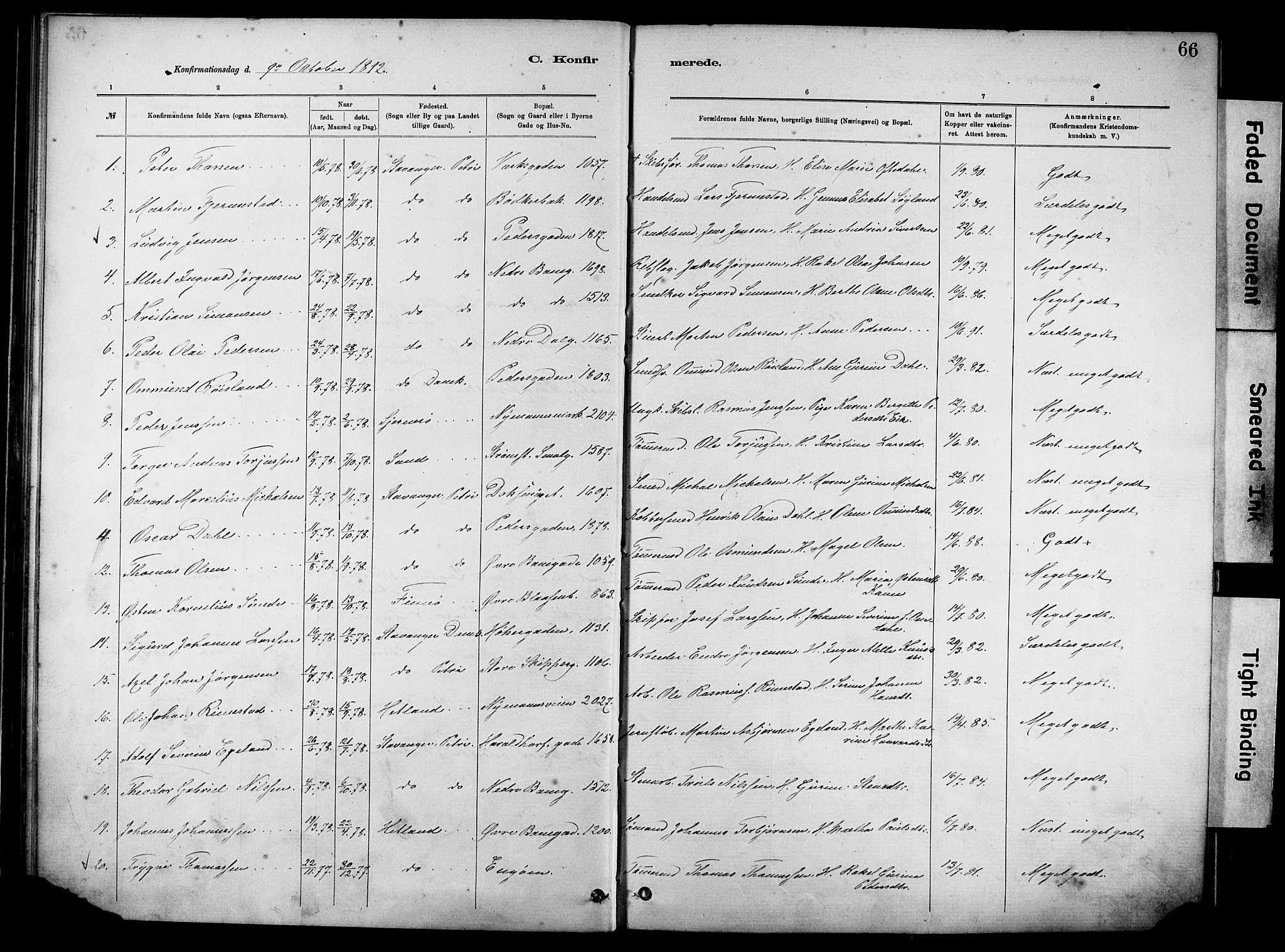 St. Johannes sokneprestkontor, SAST/A-101814/001/30/30BA/L0002: Parish register (official) no. A 2, 1885-1899, p. 66