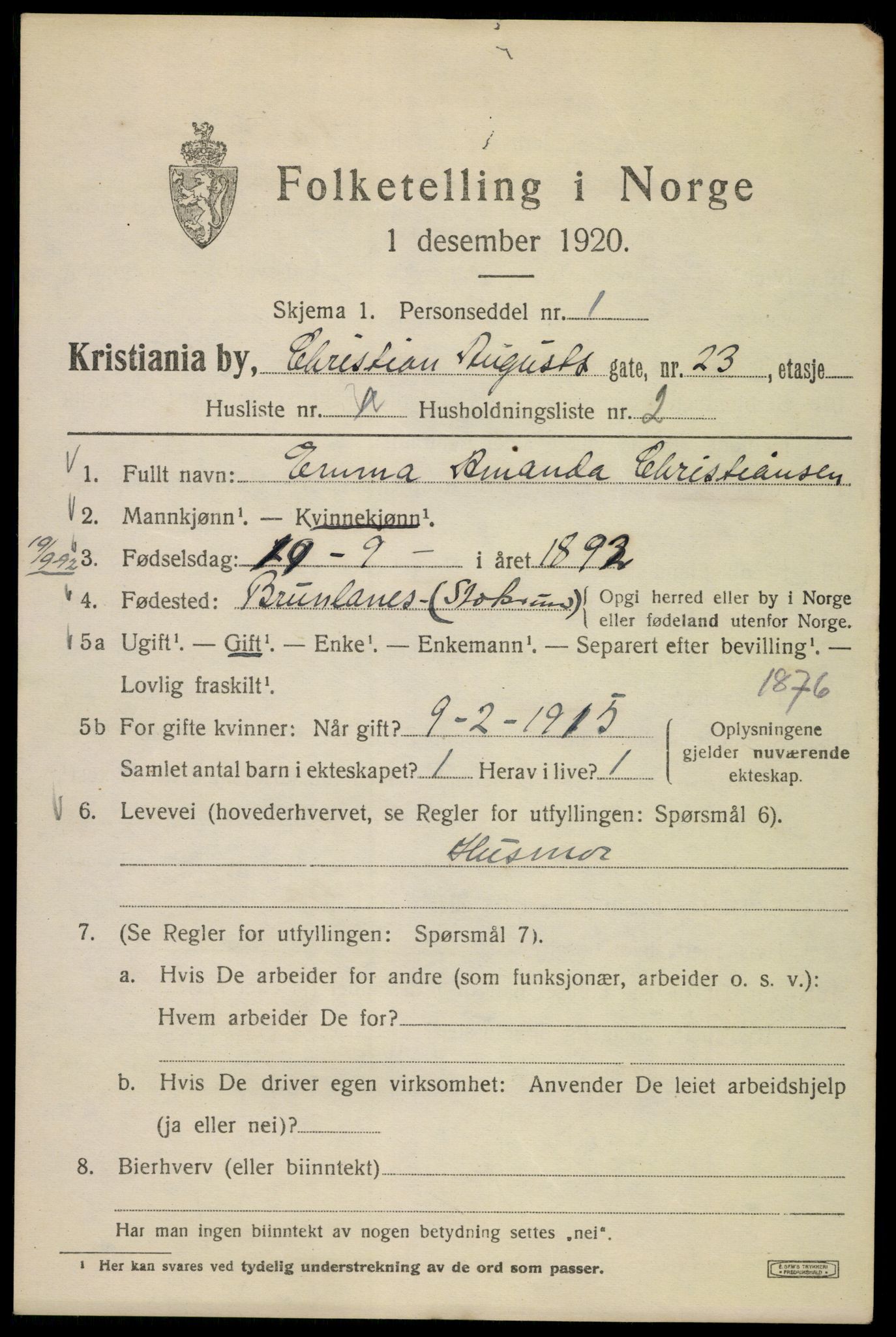 SAO, 1920 census for Kristiania, 1920, p. 351745