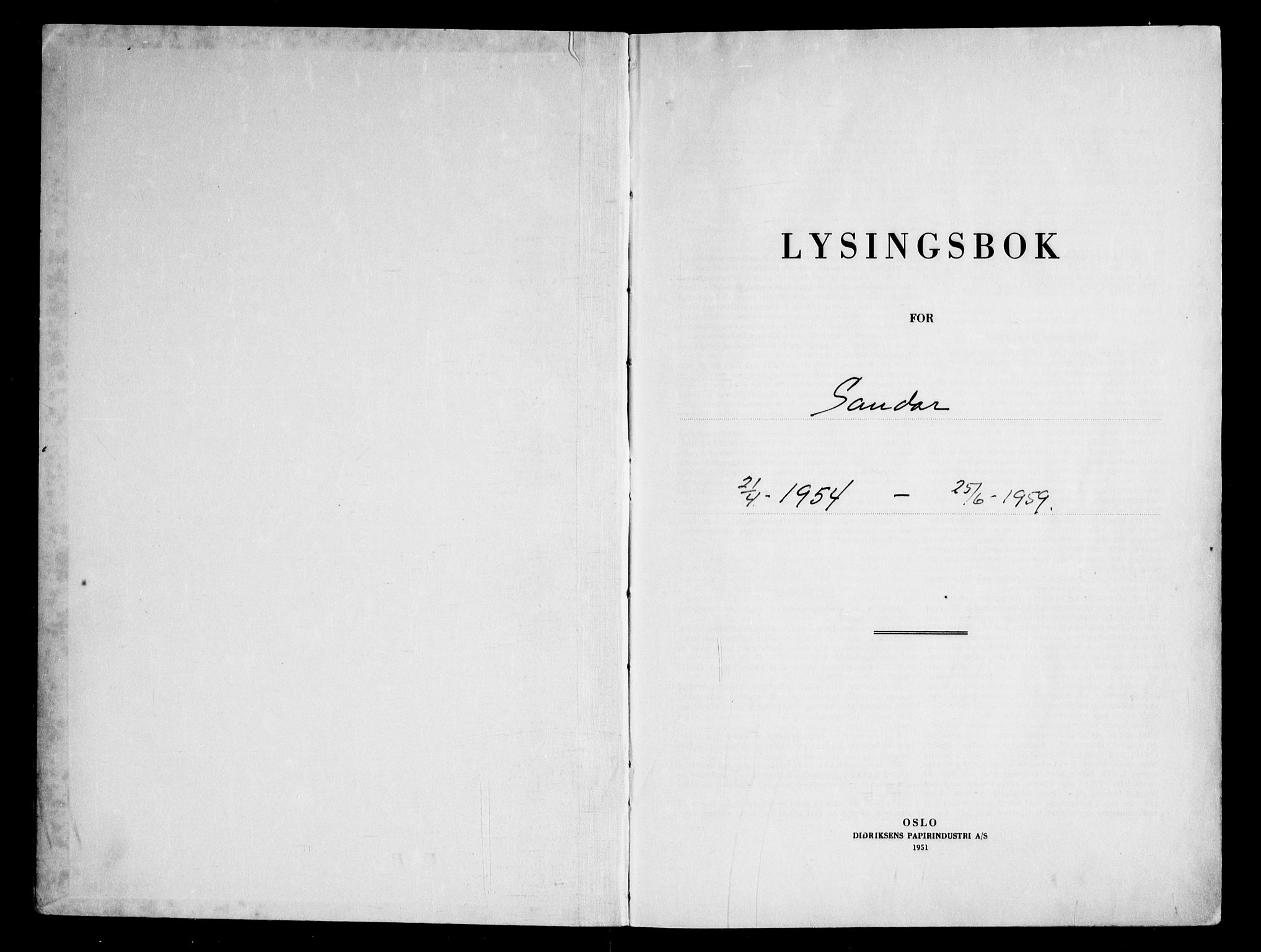 Sandar kirkebøker, SAKO/A-243/H/Ha/L0009: Banns register no. 9, 1954-1959