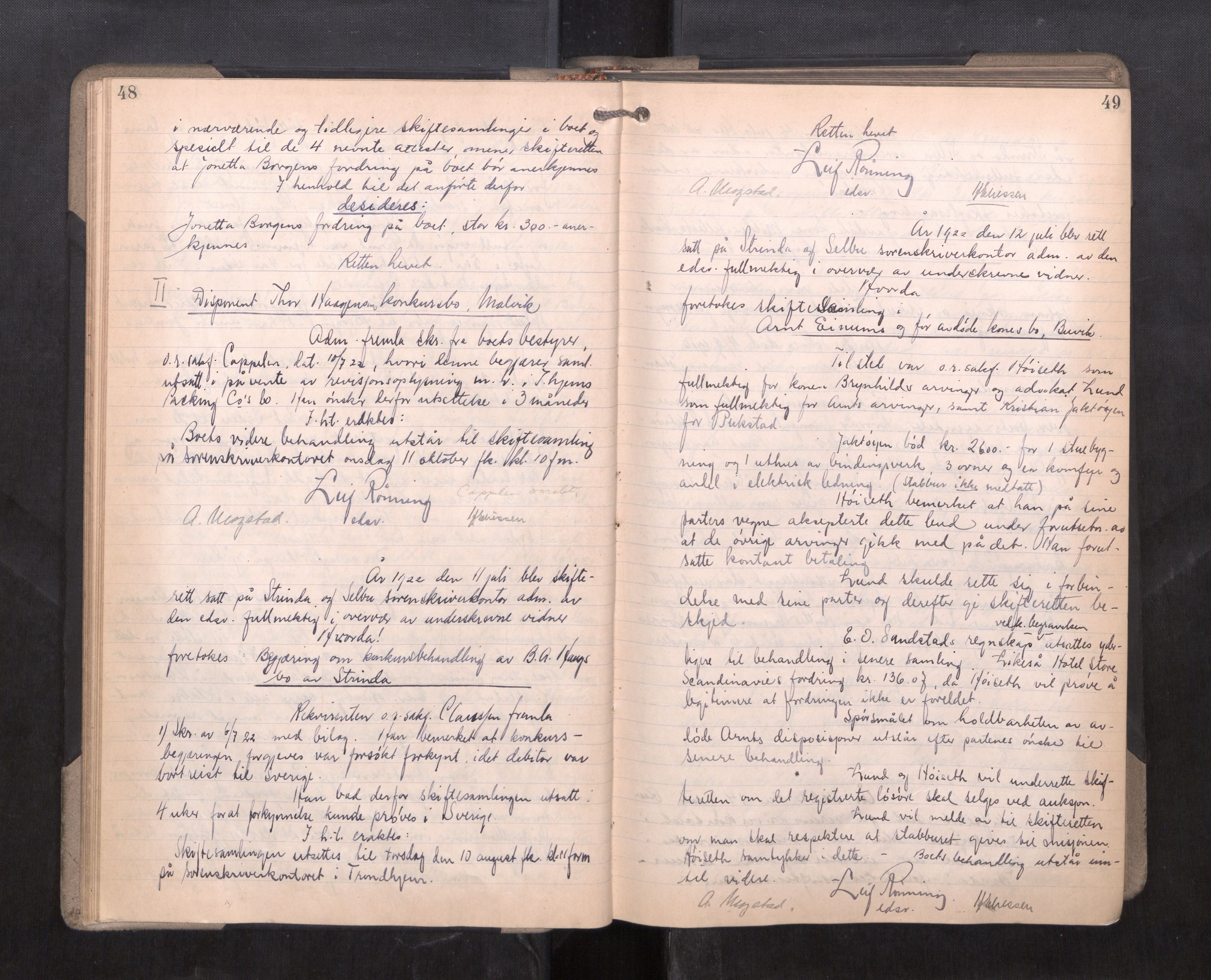 Strinda og Selbu sorenskriveri, AV/SAT-A-0015/3/3B/L0014: Skifteforhandlingsprot. 14, 1922-1924, p. 48-49