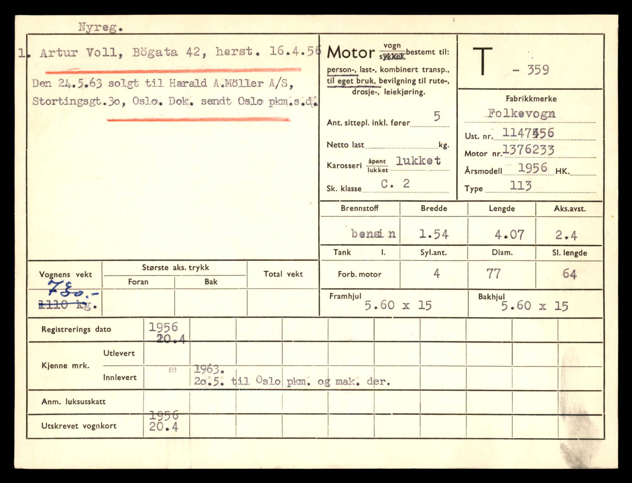 Møre og Romsdal vegkontor - Ålesund trafikkstasjon, AV/SAT-A-4099/F/Fe/L0004: Registreringskort for kjøretøy T 341 - T 442, 1927-1998, p. 571