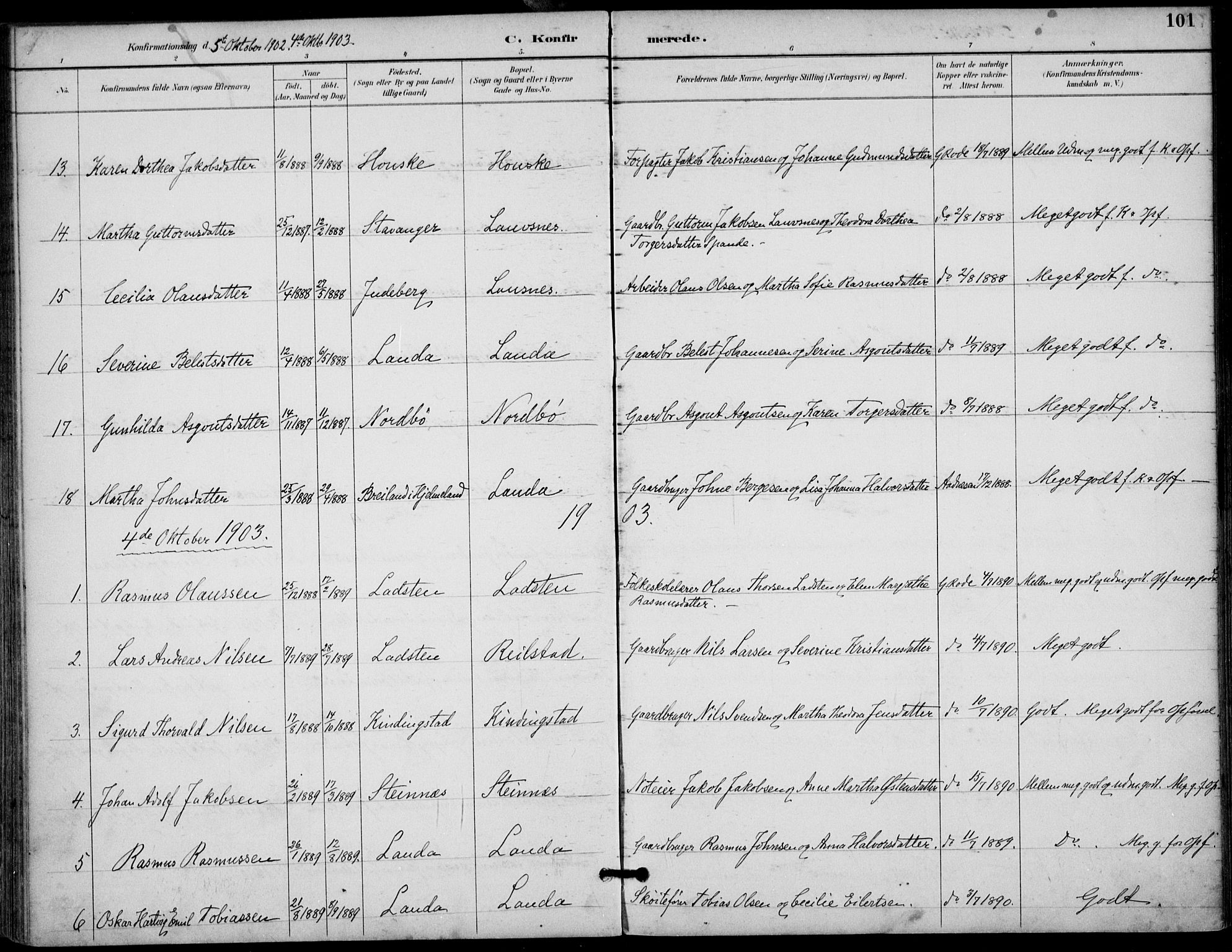 Finnøy sokneprestkontor, SAST/A-101825/H/Ha/Haa/L0011: Parish register (official) no. A 11, 1891-1910, p. 101