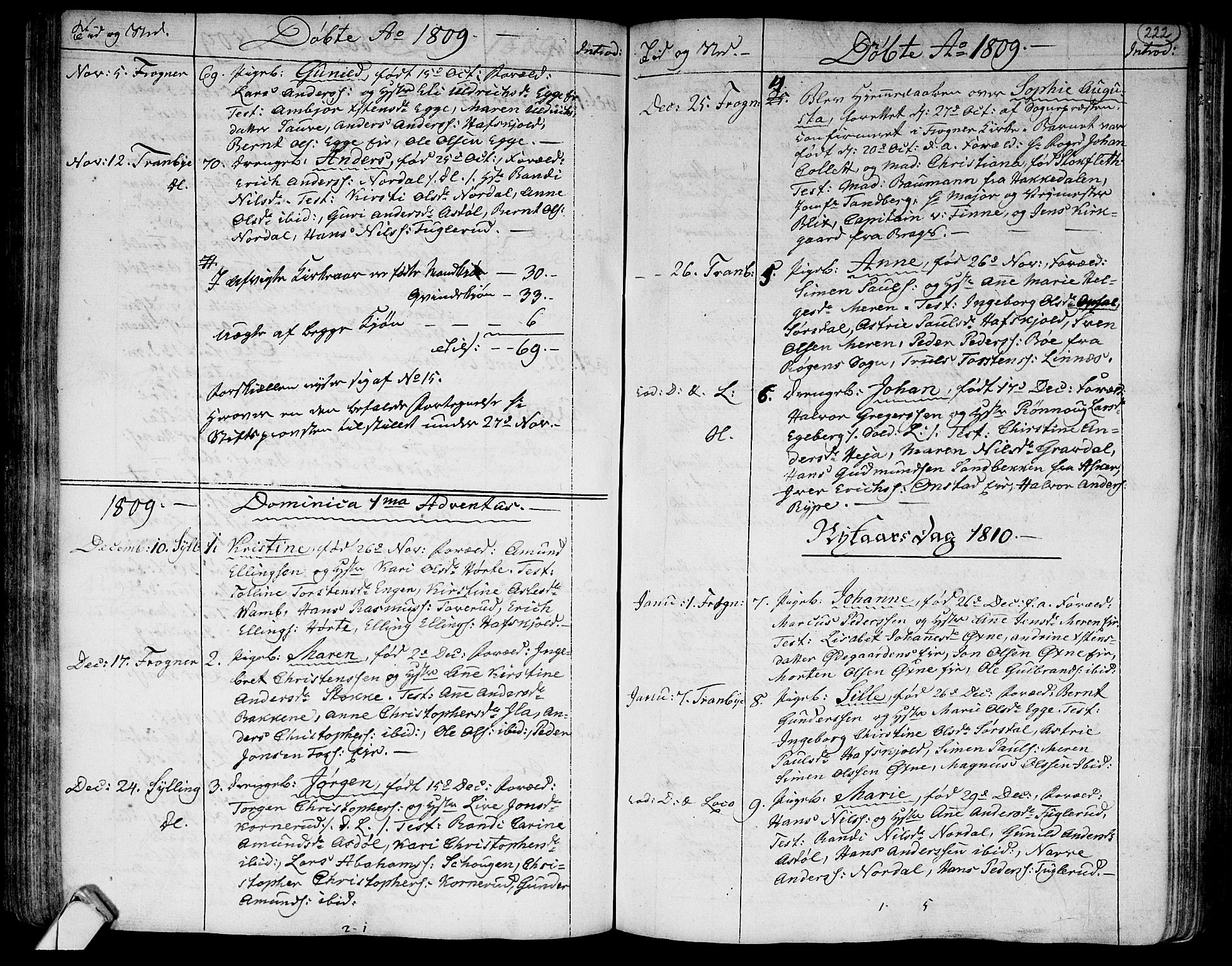 Lier kirkebøker, SAKO/A-230/F/Fa/L0007: Parish register (official) no. I 7, 1794-1813, p. 222