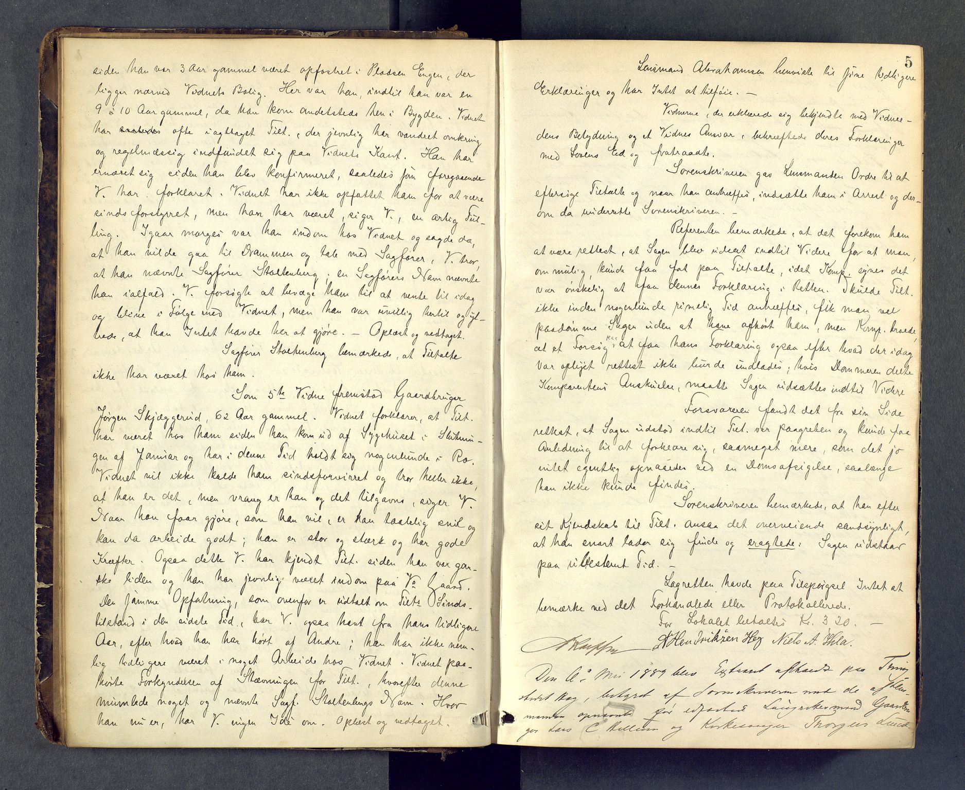 Lier, Røyken og Hurum sorenskriveri, AV/SAKO-A-89/F/Fc/Fcb/L0004: Ekstrarettsprotokoll, 1889-1897, p. 5