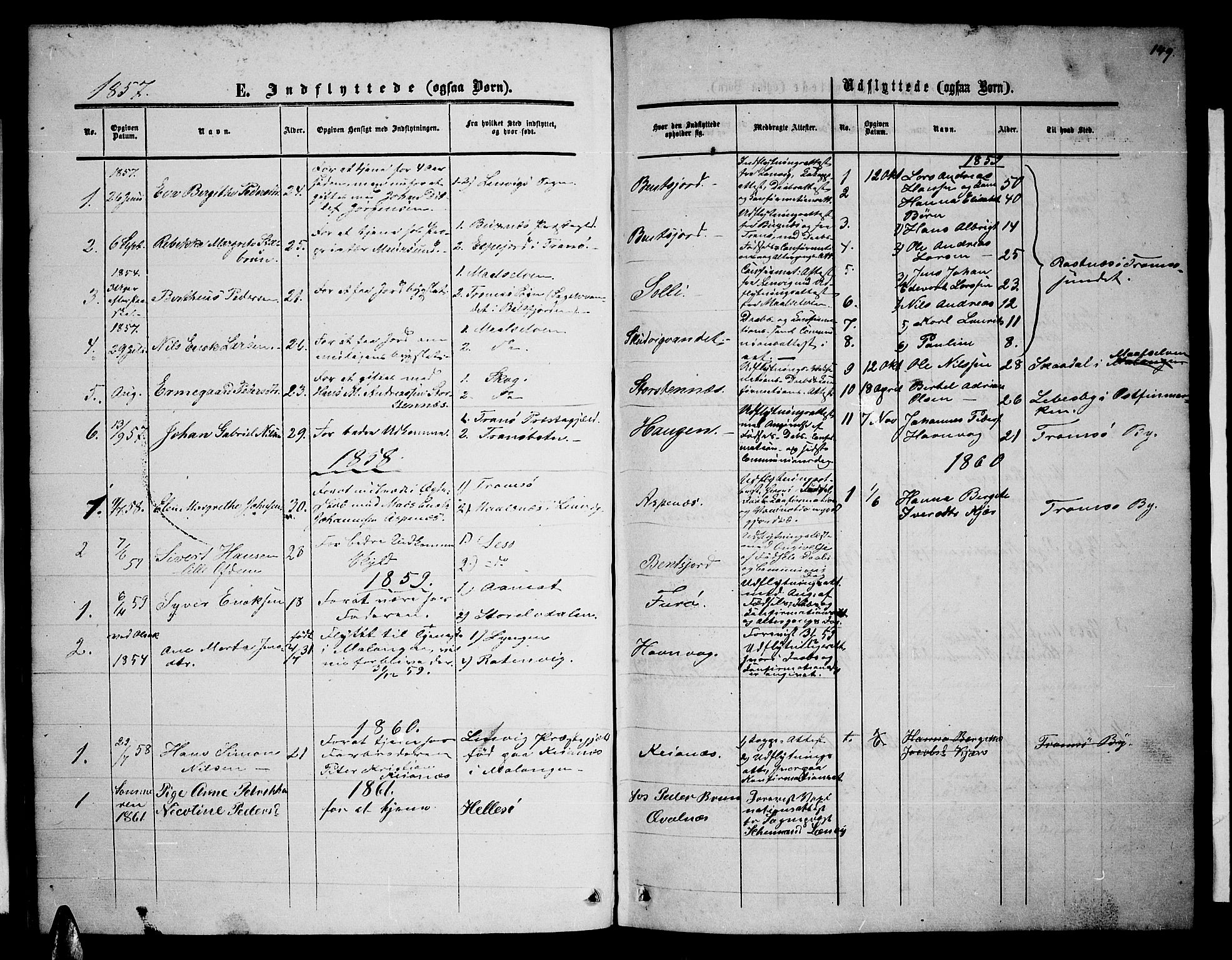 Balsfjord sokneprestembete, SATØ/S-1303/G/Ga/L0001klokker: Parish register (copy) no. 1, 1856-1869, p. 149