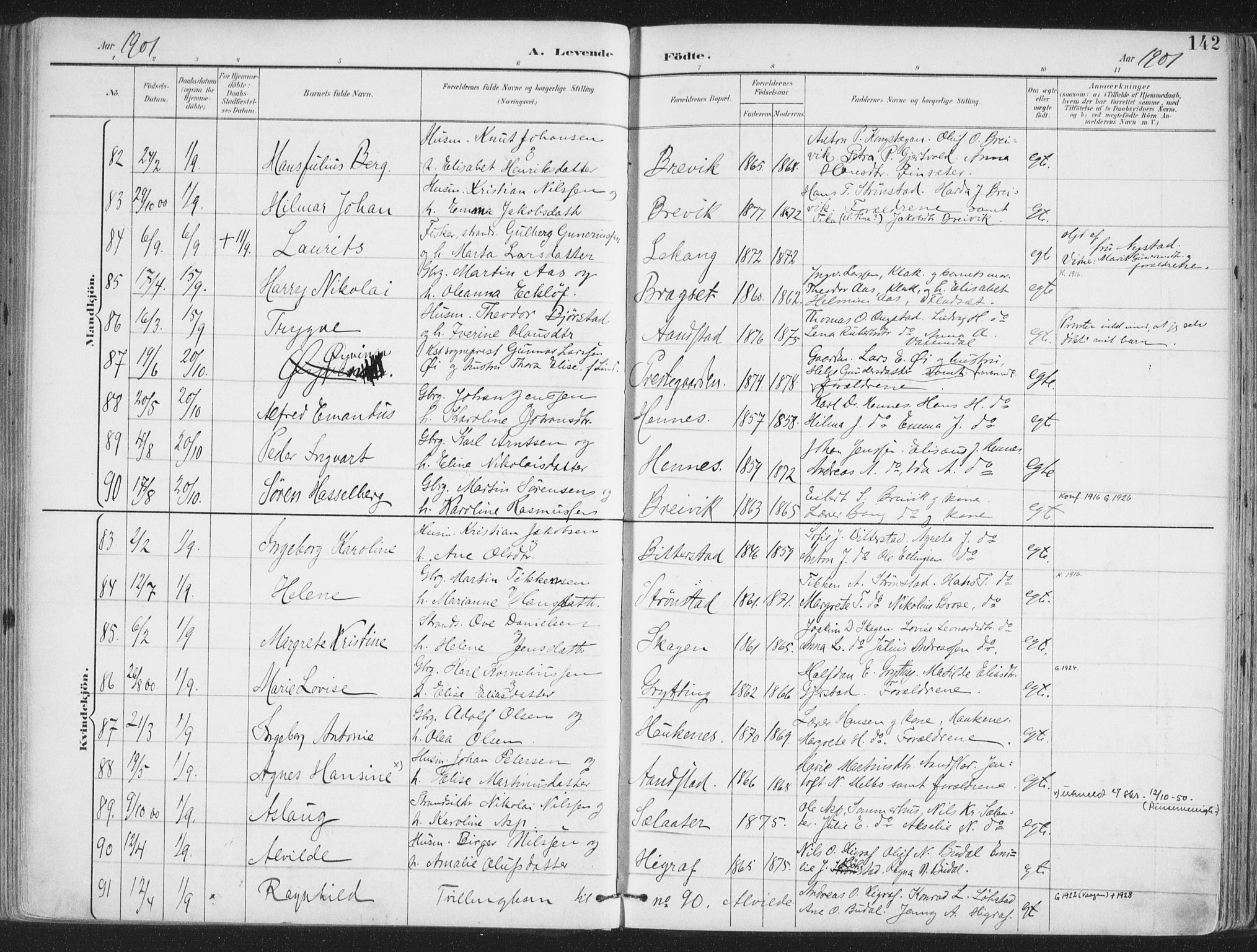 Ministerialprotokoller, klokkerbøker og fødselsregistre - Nordland, SAT/A-1459/888/L1246: Parish register (official) no. 888A12, 1891-1903, p. 142