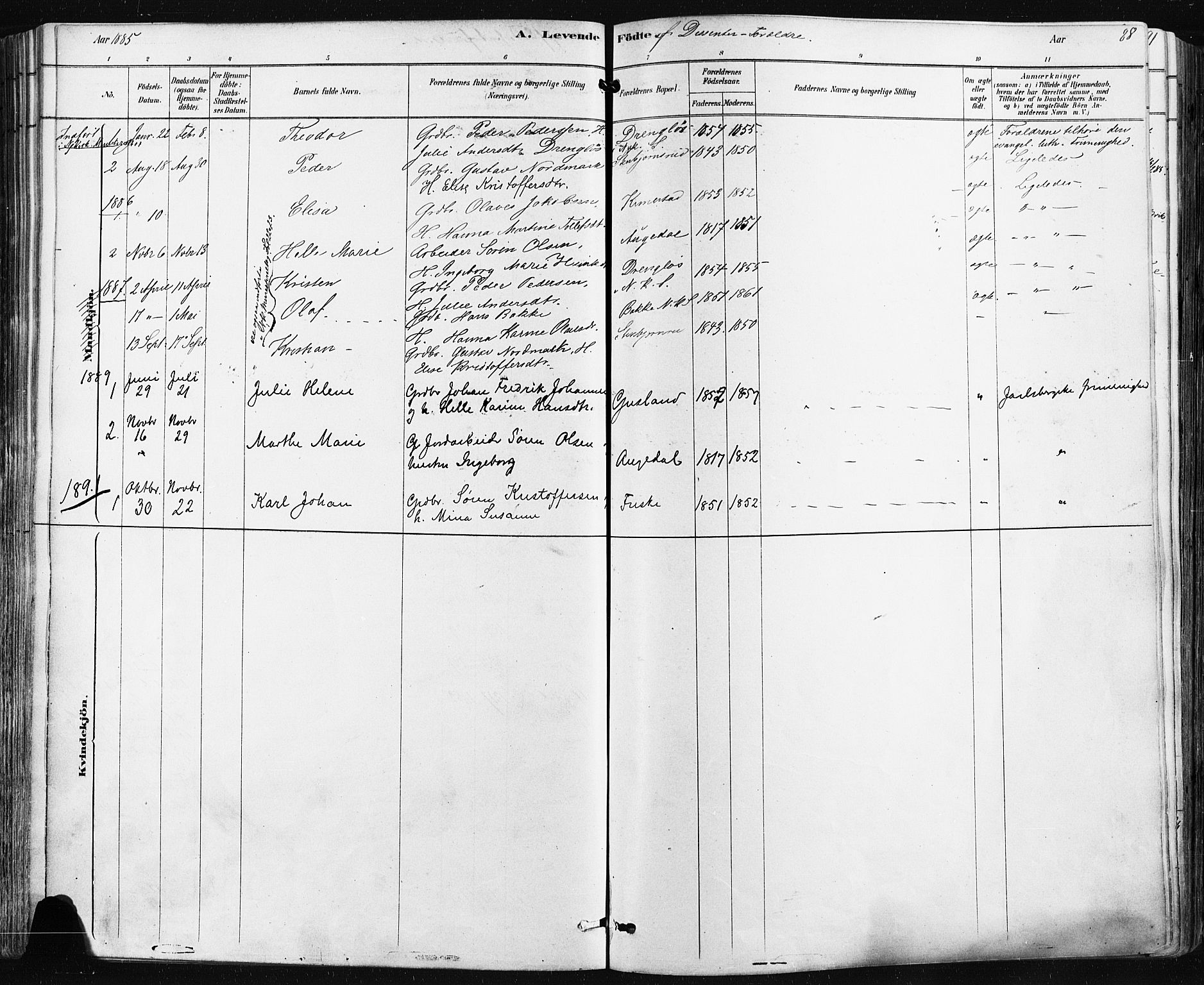 Borre kirkebøker, SAKO/A-338/F/Fa/L0009: Parish register (official) no. I 9, 1878-1896, p. 88