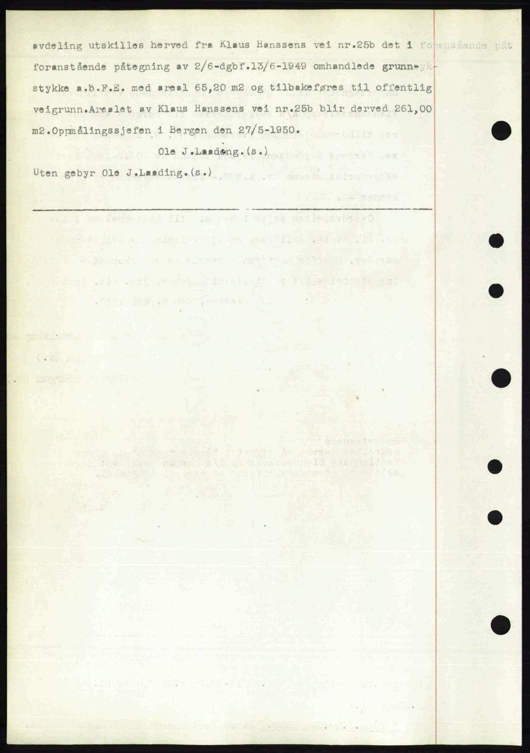 Byfogd og Byskriver i Bergen, AV/SAB-A-3401/03/03Bc/L0033: Mortgage book no. A26-27, 1950-1950, Diary no: : 4987/1950