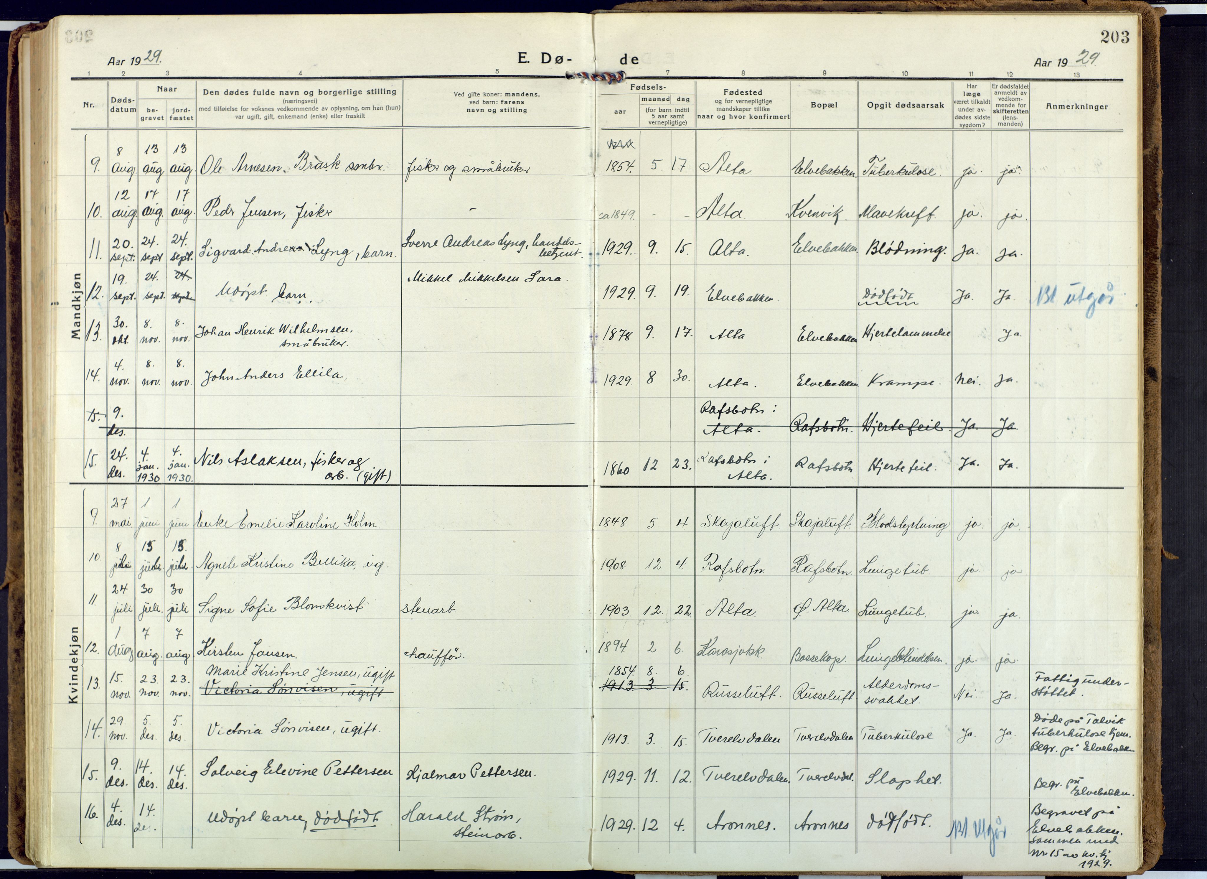 Alta sokneprestkontor, SATØ/S-1338/H/Ha: Parish register (official) no. 6, 1918-1931, p. 203