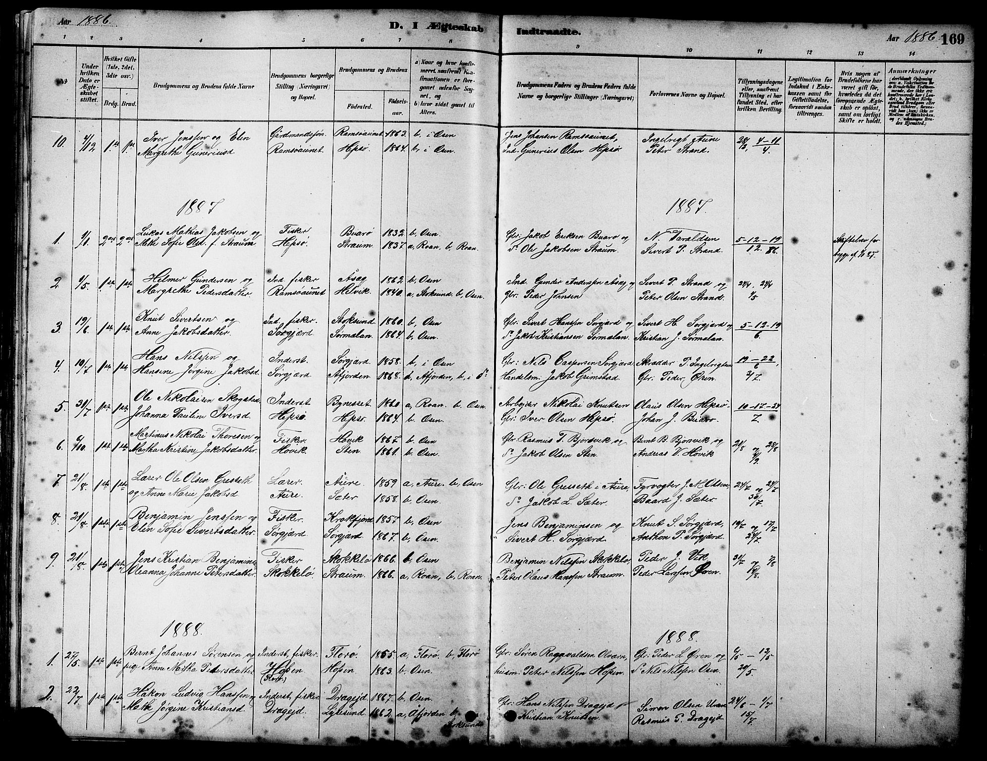 Ministerialprotokoller, klokkerbøker og fødselsregistre - Sør-Trøndelag, SAT/A-1456/658/L0726: Parish register (copy) no. 658C02, 1883-1908, p. 169