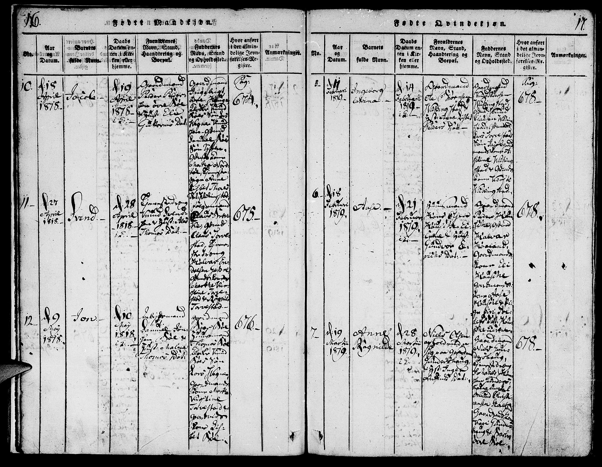 Torvastad sokneprestkontor, AV/SAST-A -101857/H/Ha/Haa/L0004: Parish register (official) no. A 3 /1, 1817-1836, p. 16-17